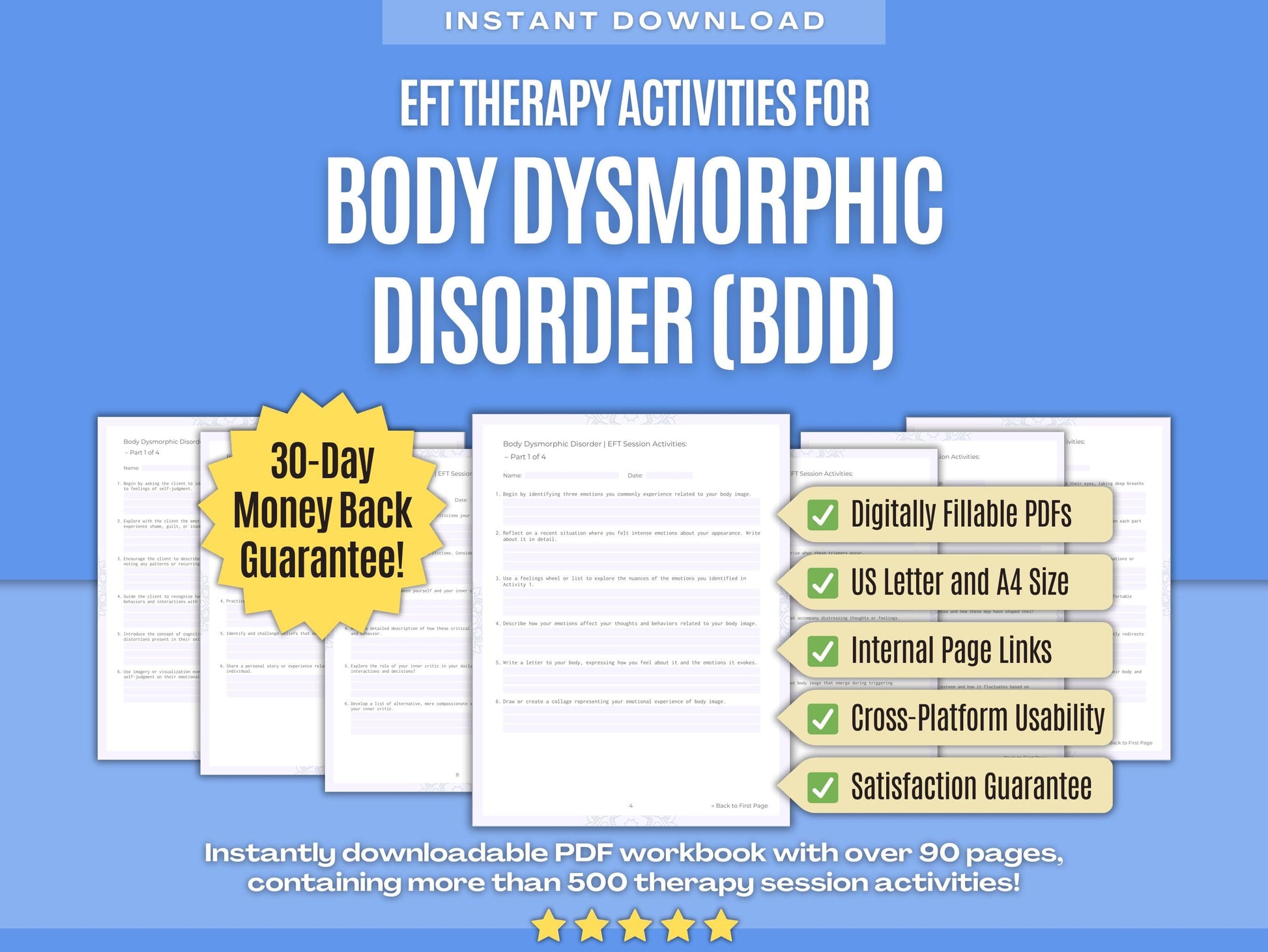 Body Dysmorphic Disorder (BDD) Emotionally Focused Therapy (EFT) Psychology Workbooks