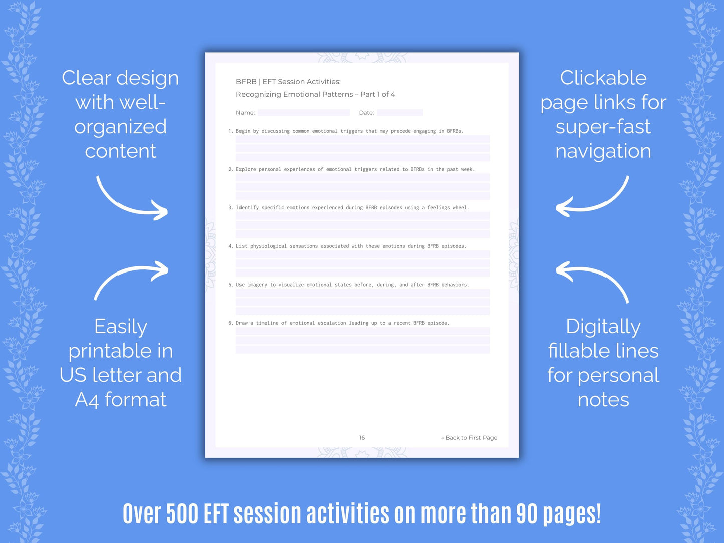 Body-Focused Repetitive Behavior (BFRB) Emotionally Focused Therapy (EFT) Counseling Templates