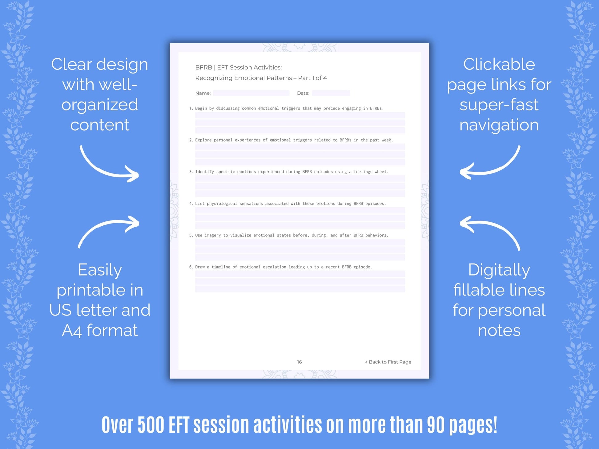 Body-Focused Repetitive Behavior (BFRB) Emotionally Focused Therapy (EFT) Counseling Templates