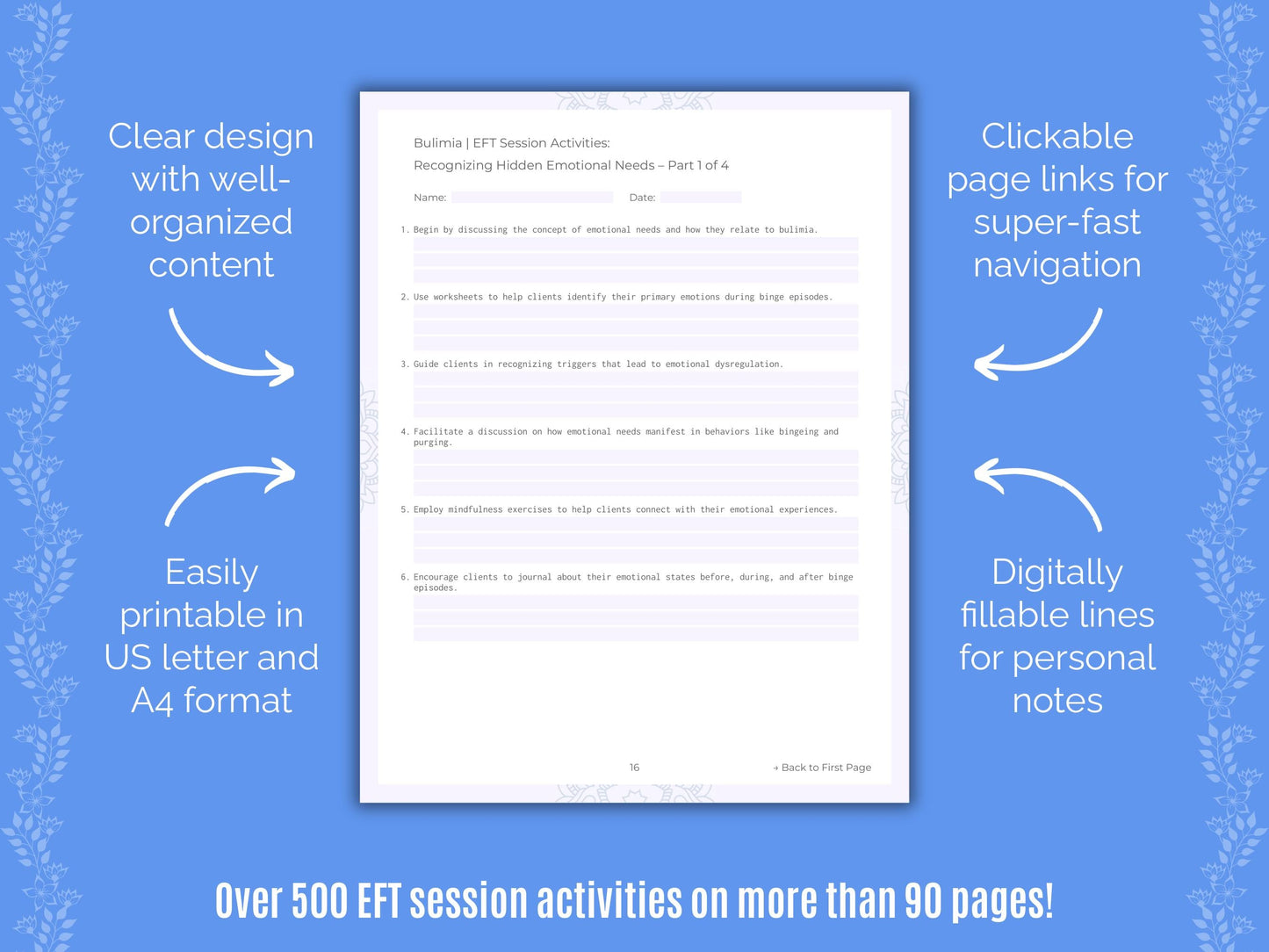 Bulimia Emotionally Focused Therapy (EFT) Counseling Templates