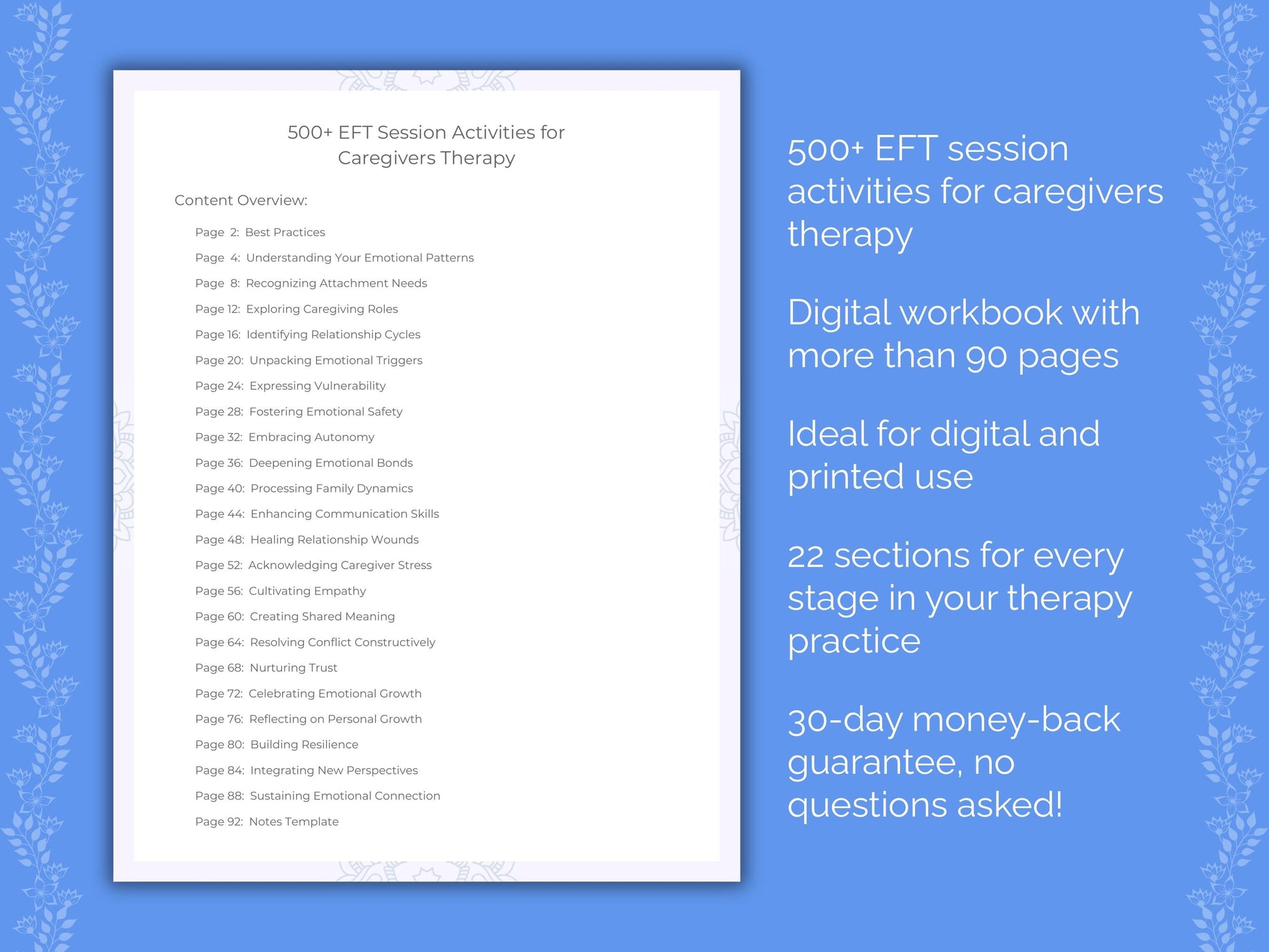 Caregivers Emotionally Focused Therapy (EFT) Therapist Worksheets