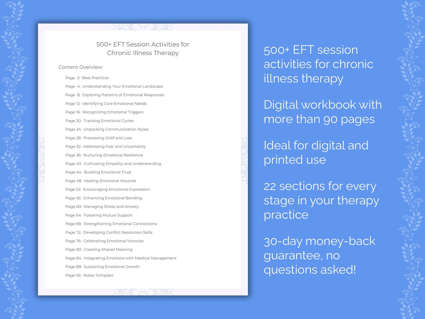 Chronic Illness Emotionally Focused Therapy (EFT) Therapist Worksheets