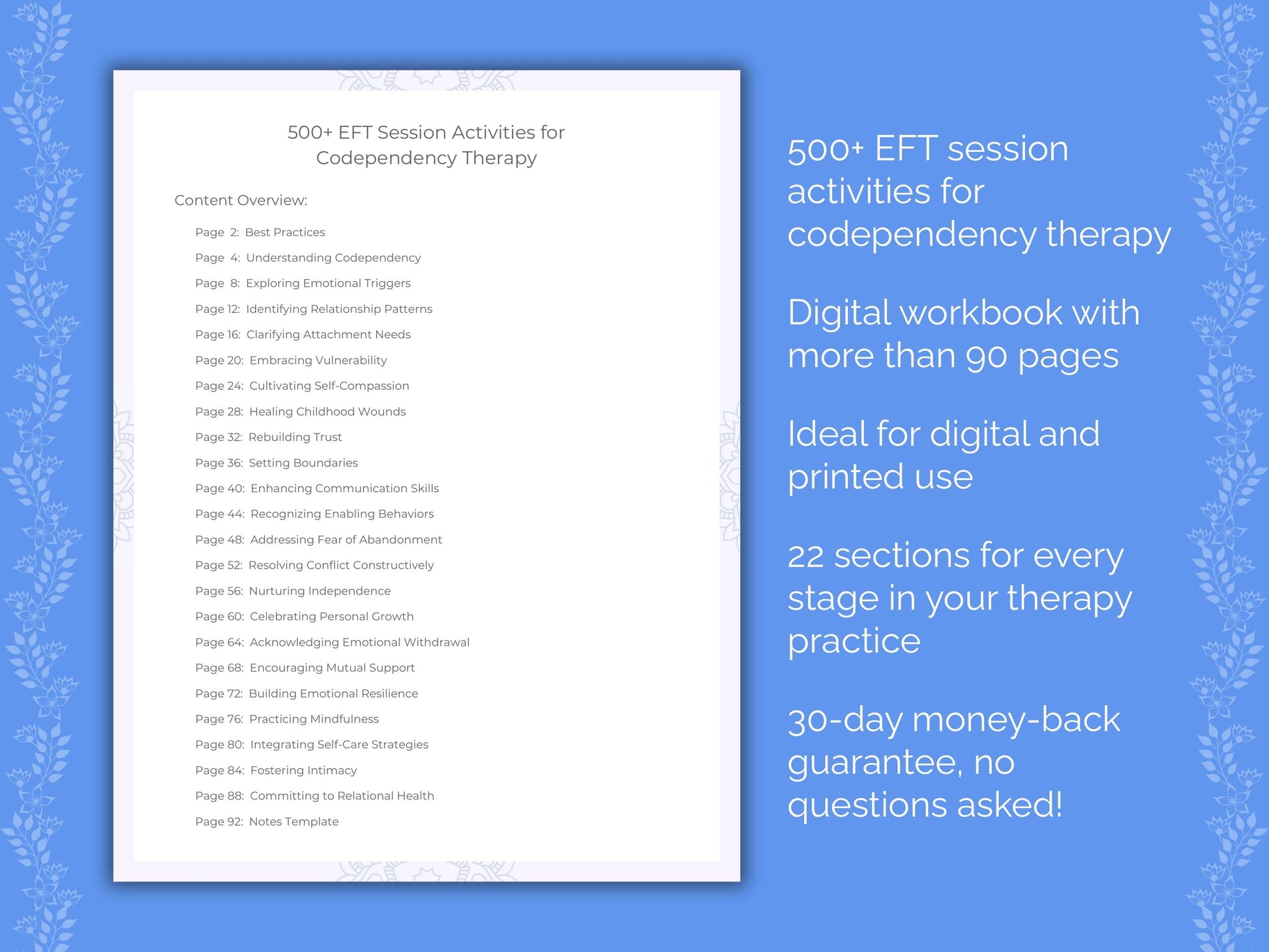 Codependency Emotionally Focused Therapy (EFT) Therapist Worksheets