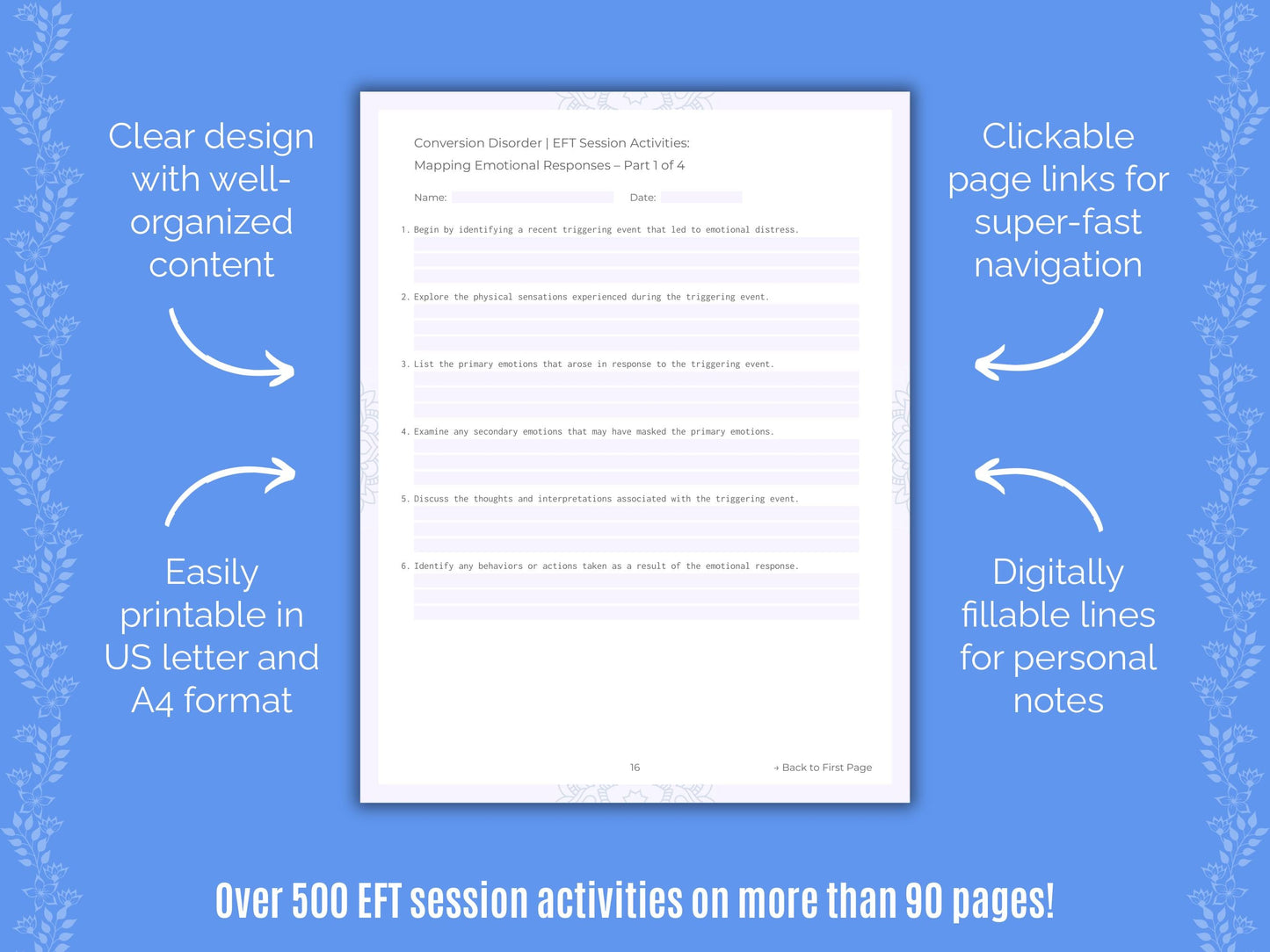 Conversion Disorder Emotionally Focused Therapy (EFT) Counseling Templates