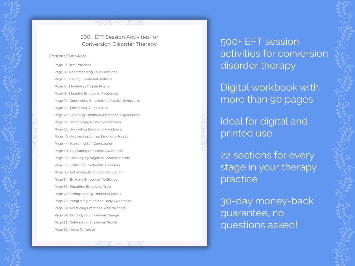 Conversion Disorder Emotionally Focused Therapy (EFT) Therapist Worksheets