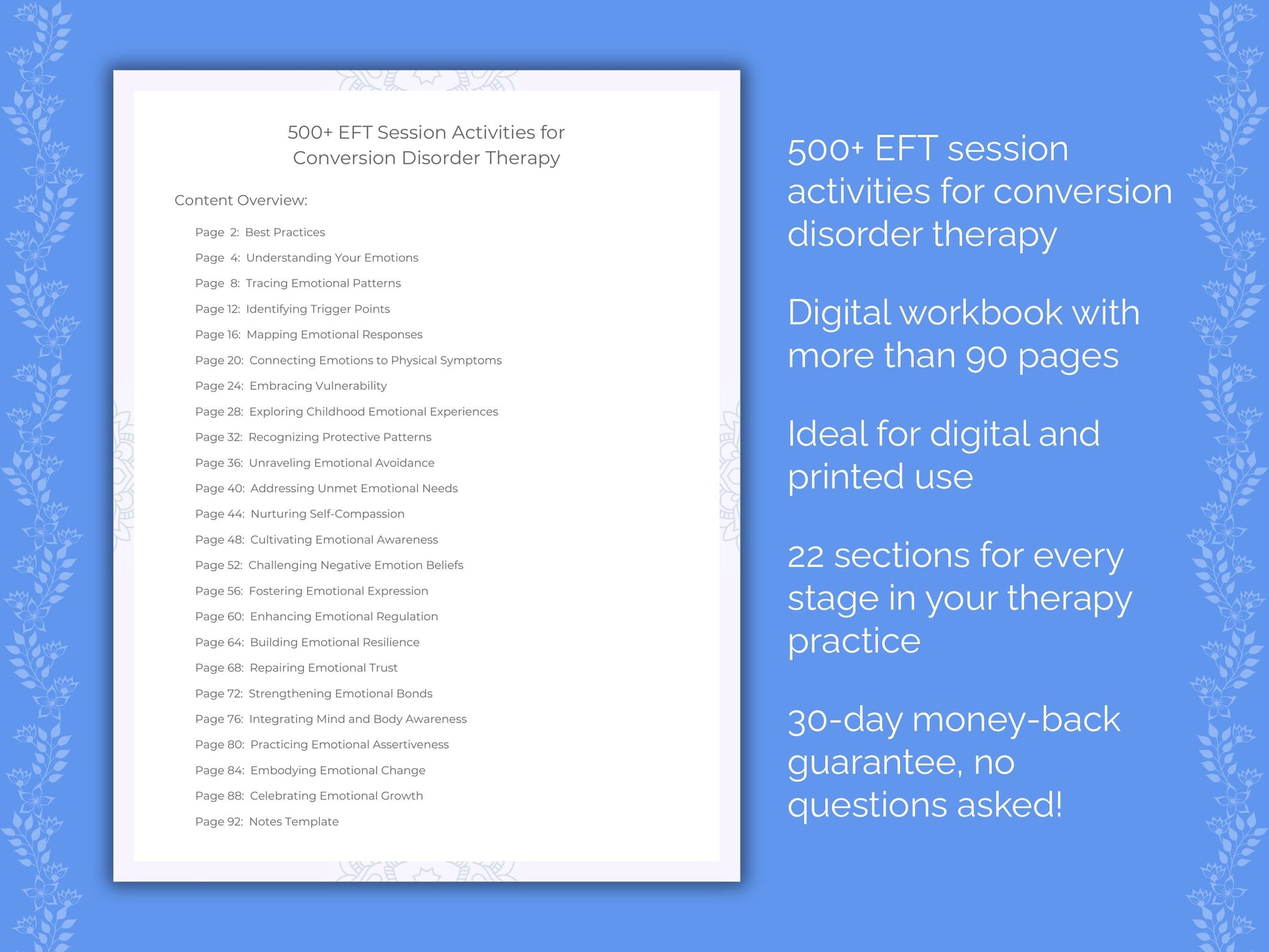 Conversion Disorder Emotionally Focused Therapy (EFT) Therapist Worksheets