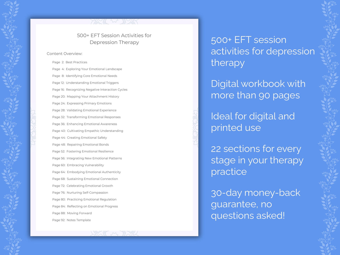 Depression Emotionally Focused Therapy (EFT) Therapist Worksheets