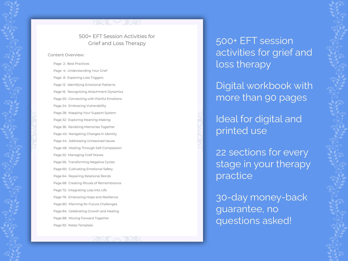 Grief and Loss Emotionally Focused Therapy (EFT) Therapist Worksheets
