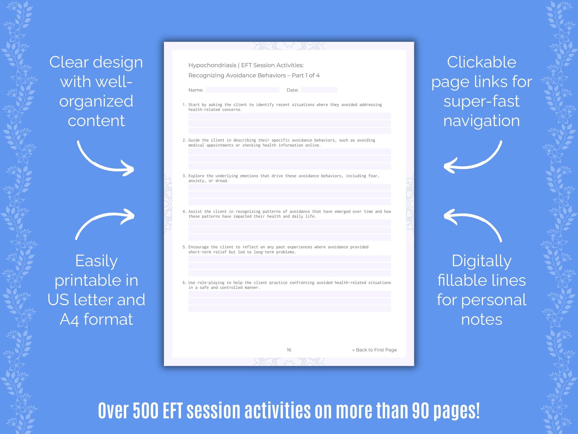 Hypochondriasis Emotionally Focused Therapy (EFT) Counseling Templates