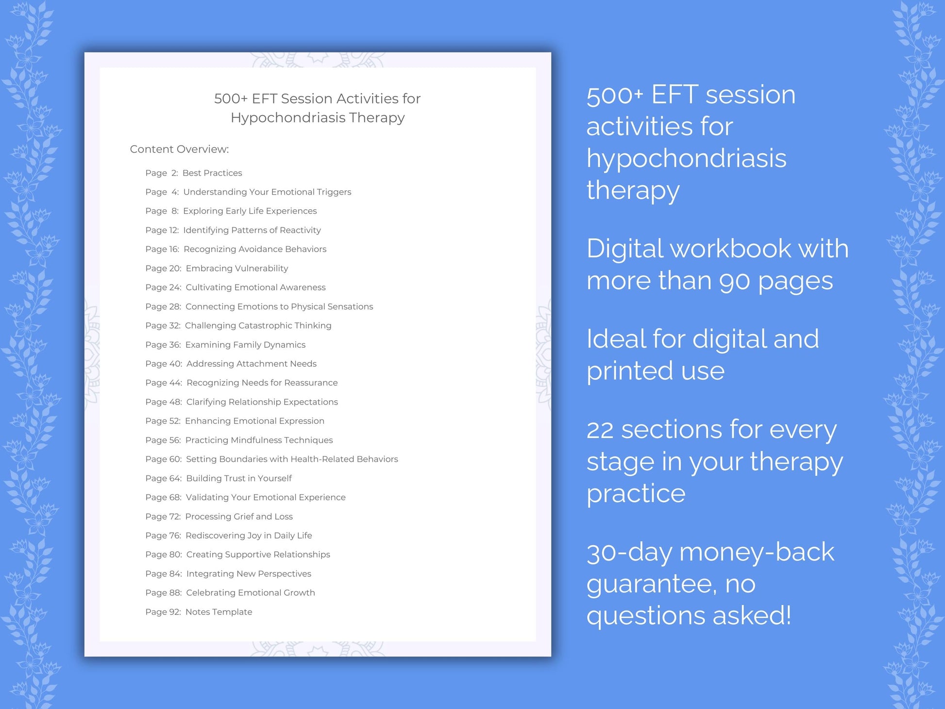 Hypochondriasis Emotionally Focused Therapy (EFT) Therapist Worksheets