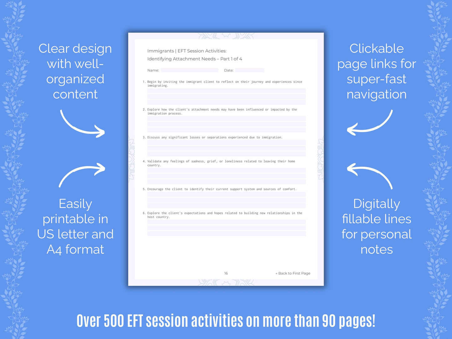 Immigrants Emotionally Focused Therapy (EFT) Counseling Templates