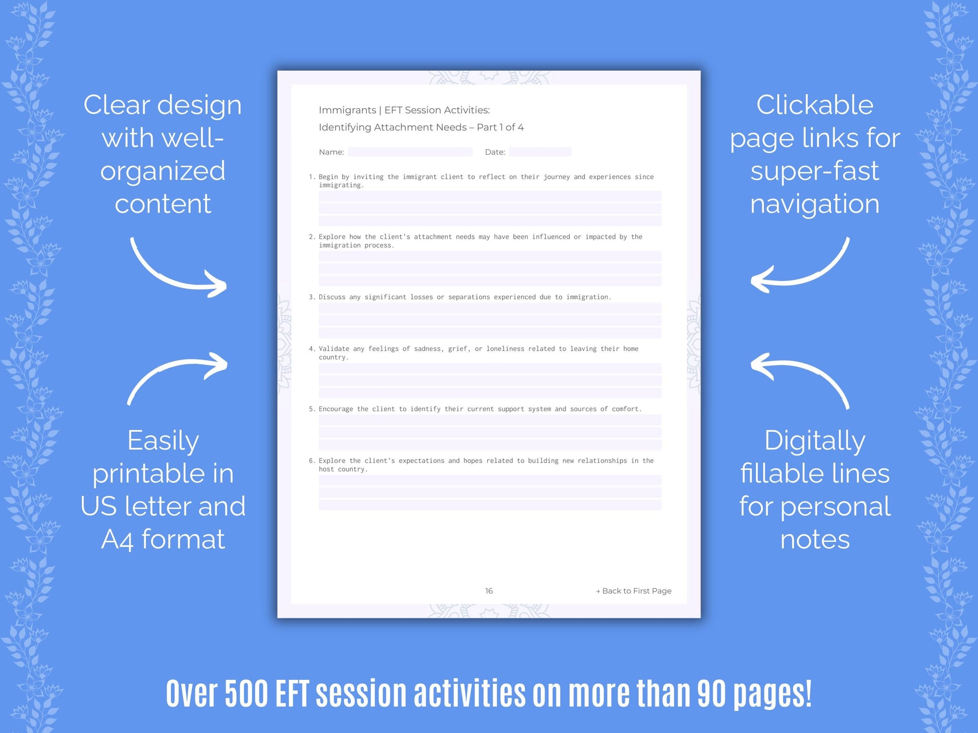 Immigrants Emotionally Focused Therapy (EFT) Counseling Templates