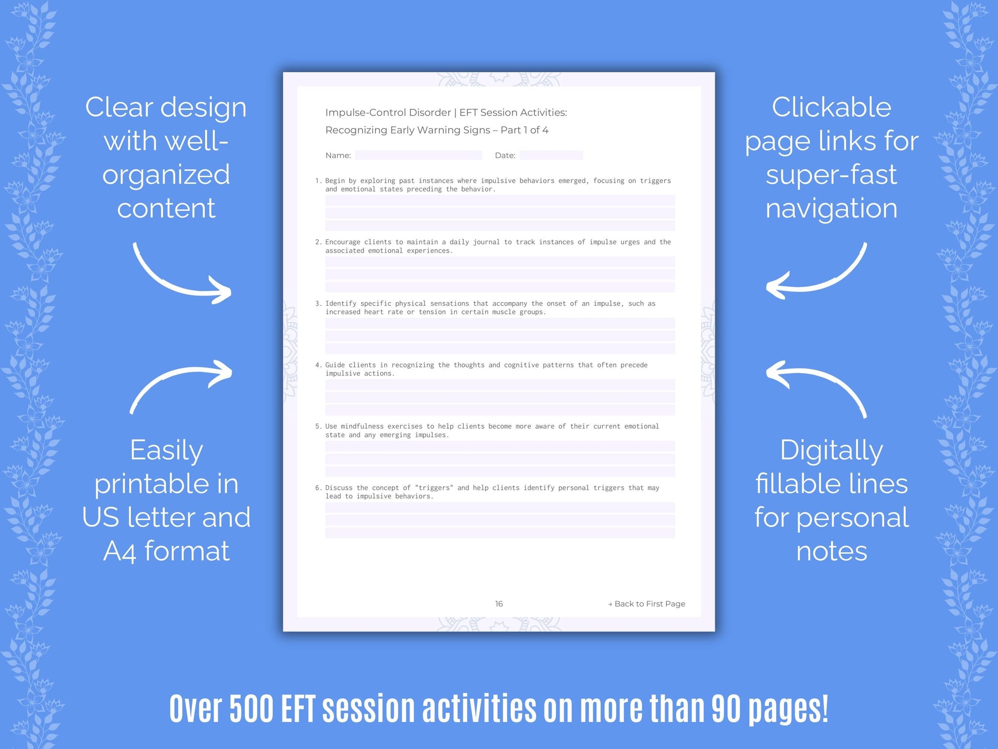 Impulse-Control Disorder (ICD) Emotionally Focused Therapy (EFT) Counseling Templates