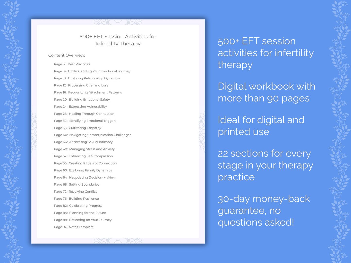 Infertility Emotionally Focused Therapy (EFT) Therapist Worksheets