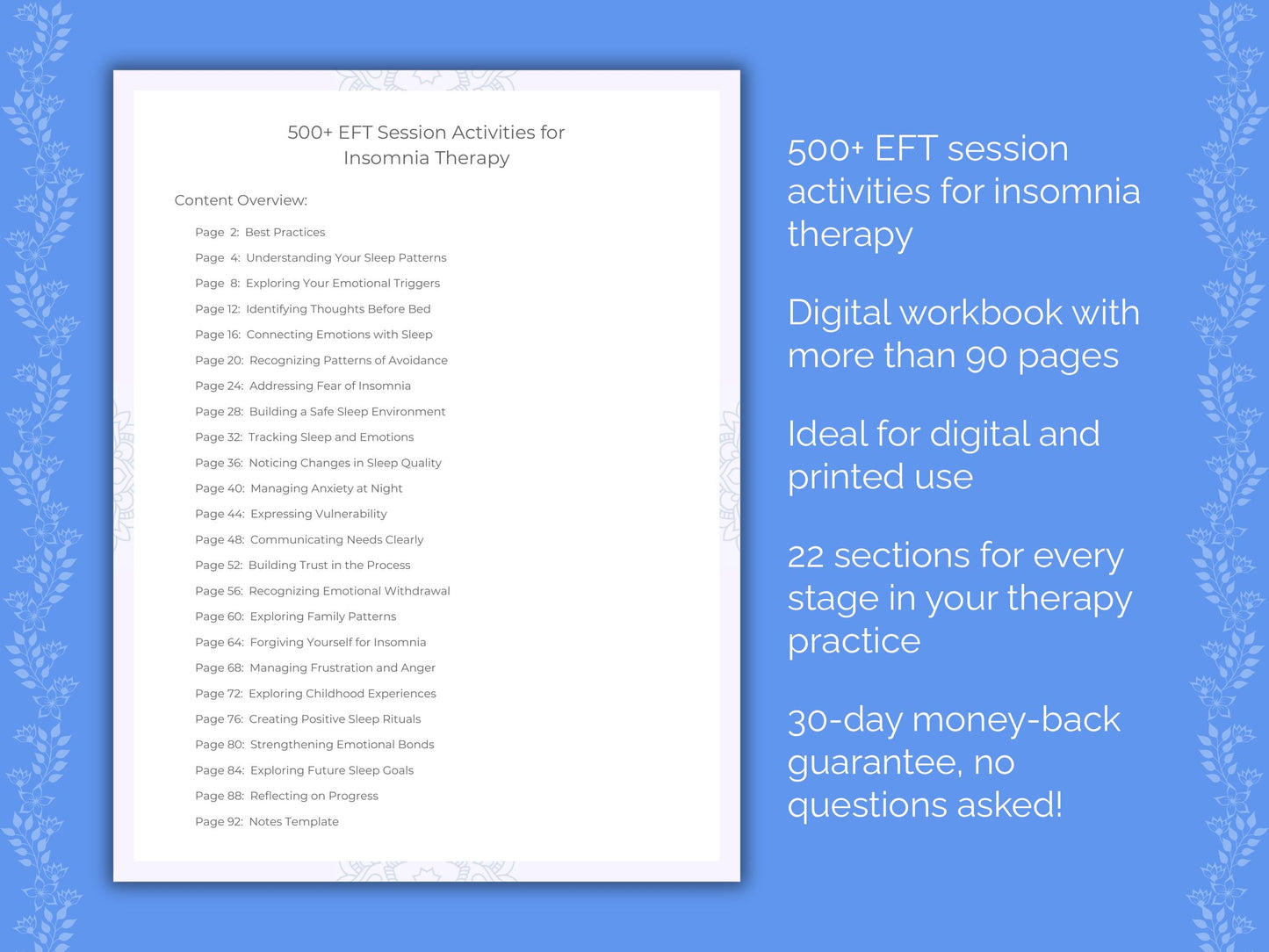 Insomnia Emotionally Focused Therapy (EFT) Therapist Worksheets