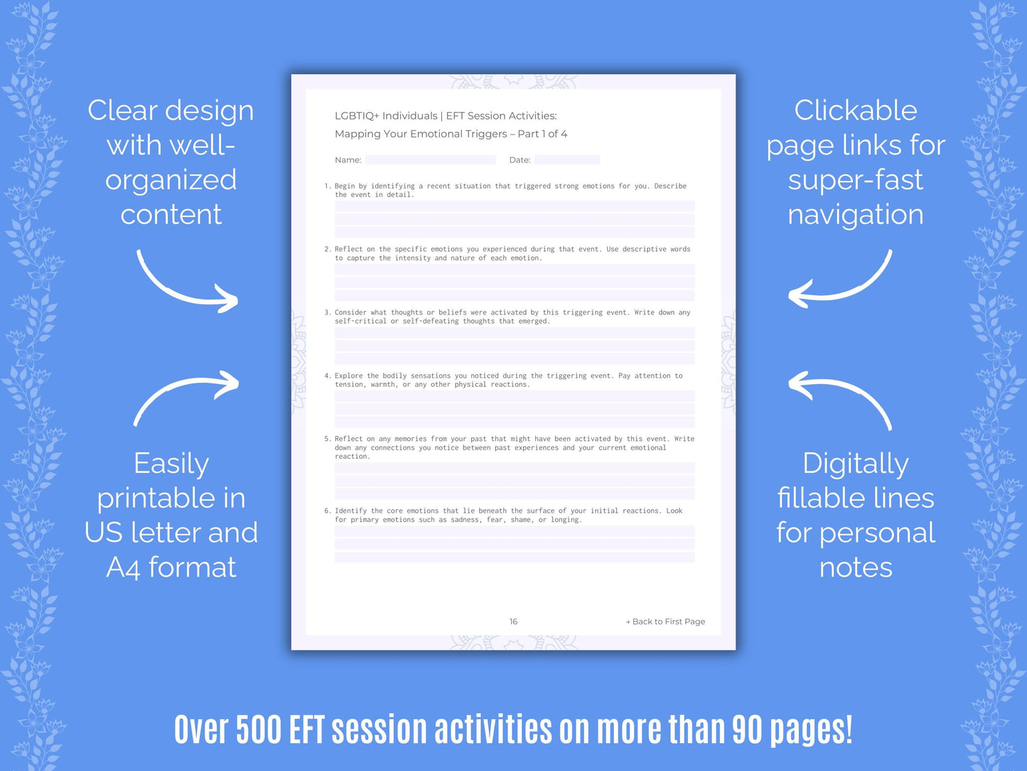 LGBTIQ+ Individuals Emotionally Focused Therapy (EFT) Counseling Templates
