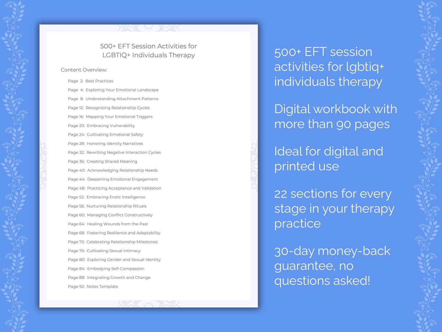 LGBTIQ+ Individuals Emotionally Focused Therapy (EFT) Therapist Worksheets