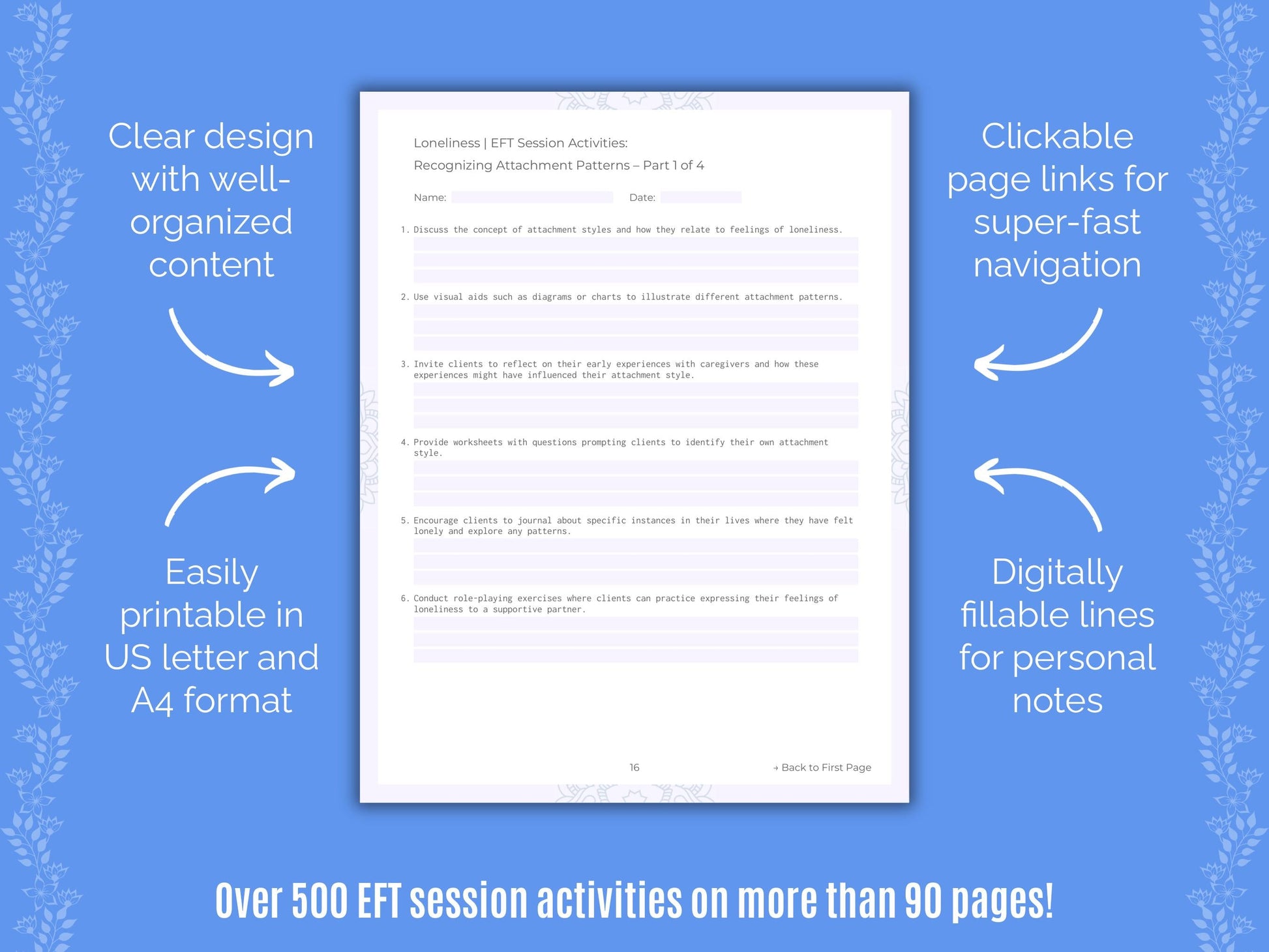 Loneliness Emotionally Focused Therapy (EFT) Counseling Templates