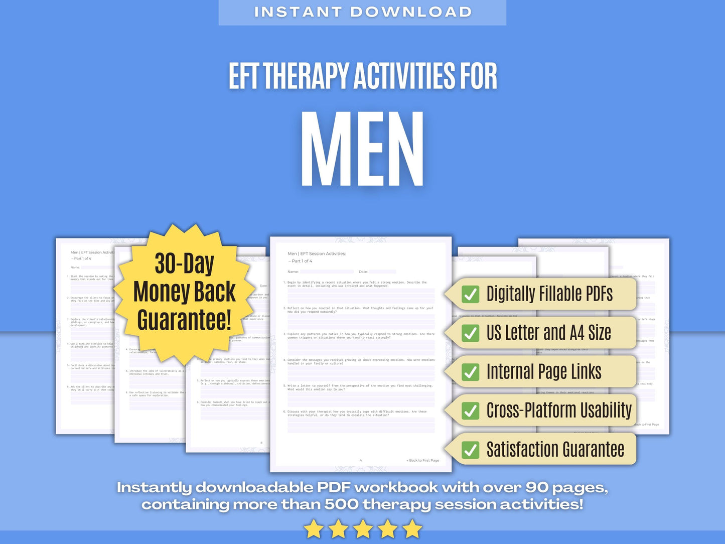 Men Emotionally Focused Therapy (EFT) Psychology Workbooks