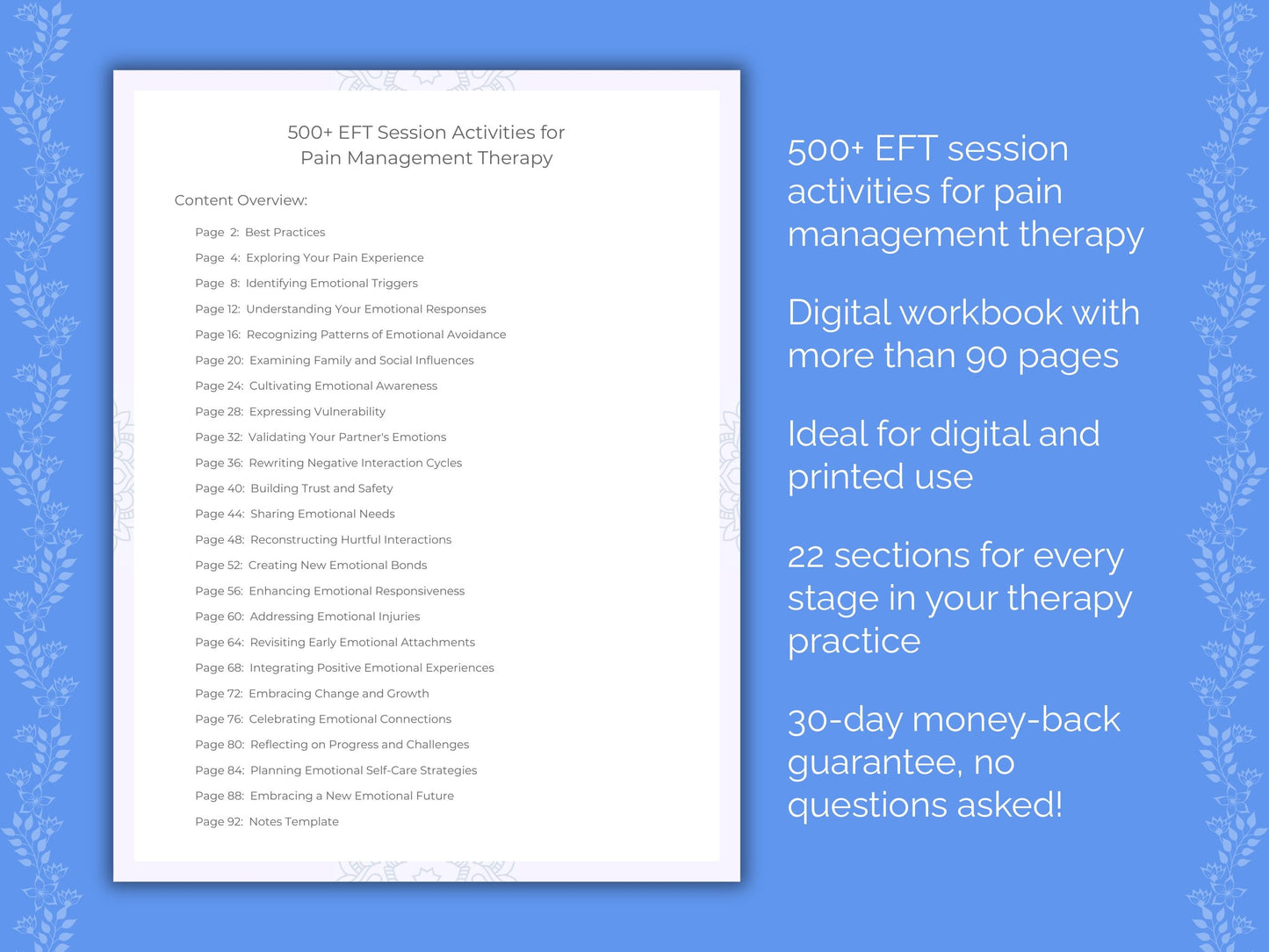 Pain Management Emotionally Focused Therapy (EFT) Therapist Worksheets