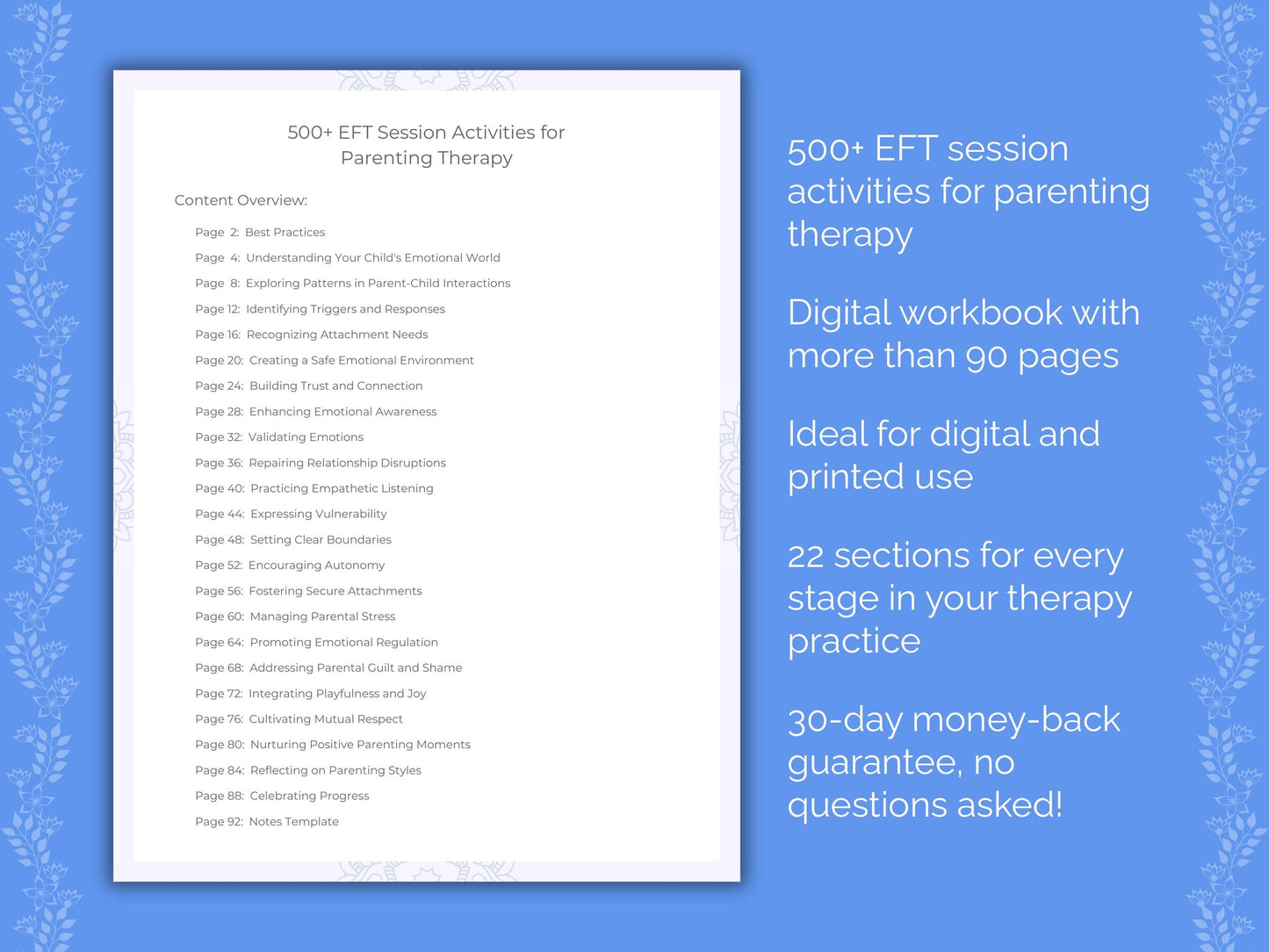 Parenting Emotionally Focused Therapy (EFT) Therapist Worksheets