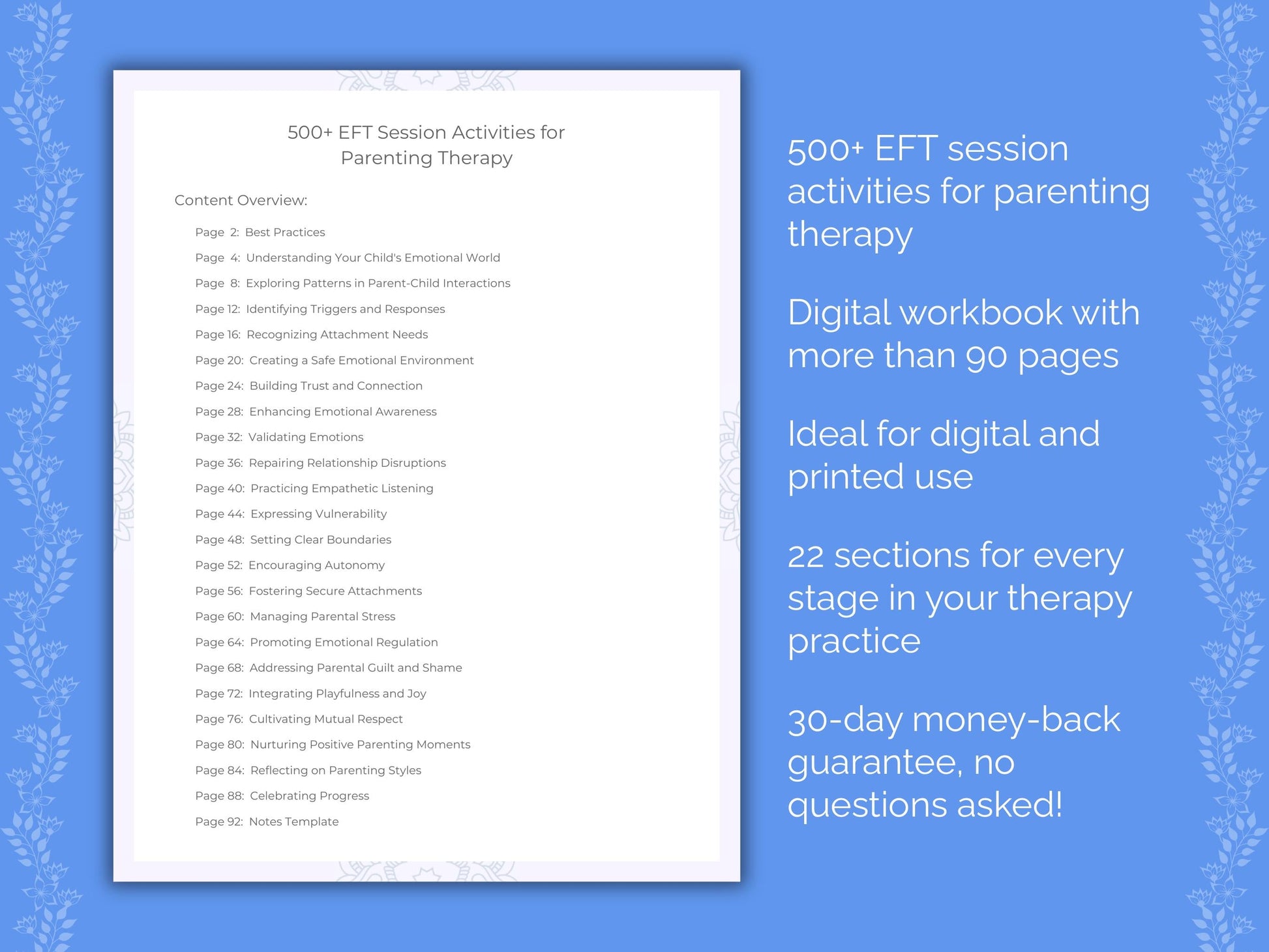 Parenting Emotionally Focused Therapy (EFT) Therapist Worksheets