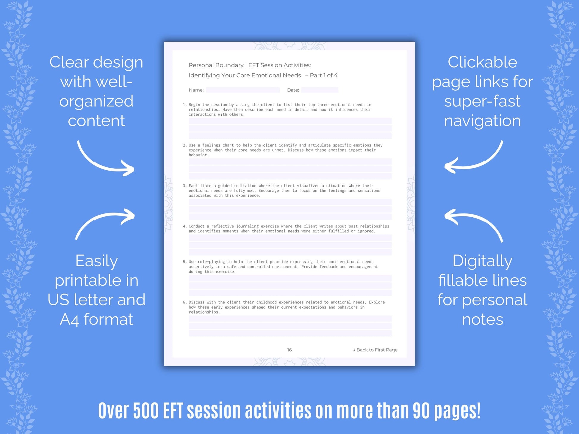 Personal Boundary Emotionally Focused Therapy (EFT) Counseling Templates