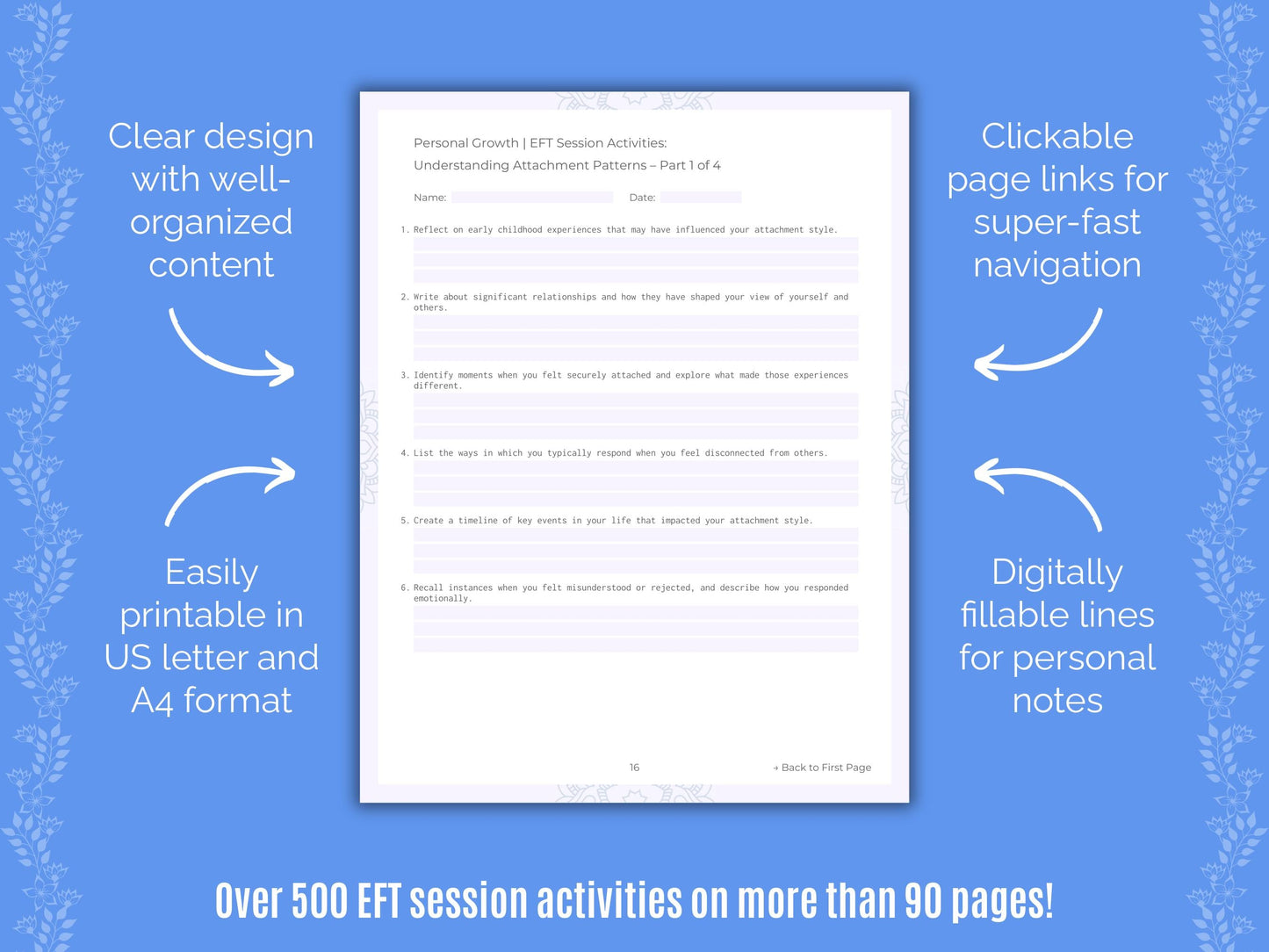 Personal Growth Emotionally Focused Therapy (EFT) Counseling Templates