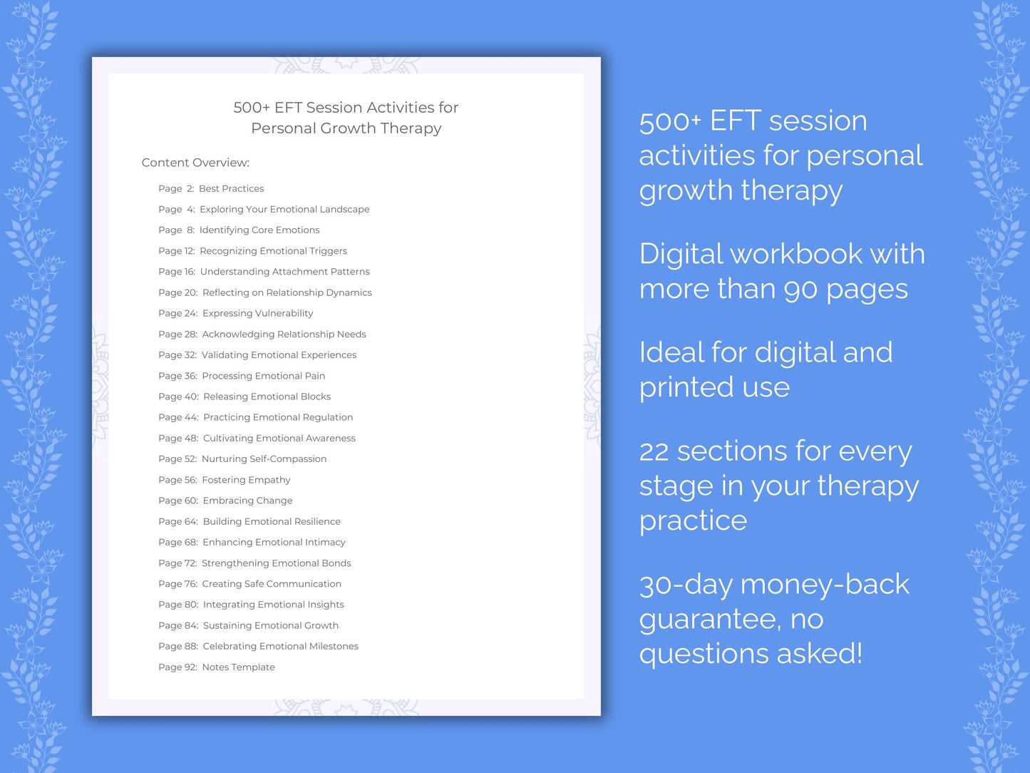 Personal Growth Emotionally Focused Therapy (EFT) Therapist Worksheets