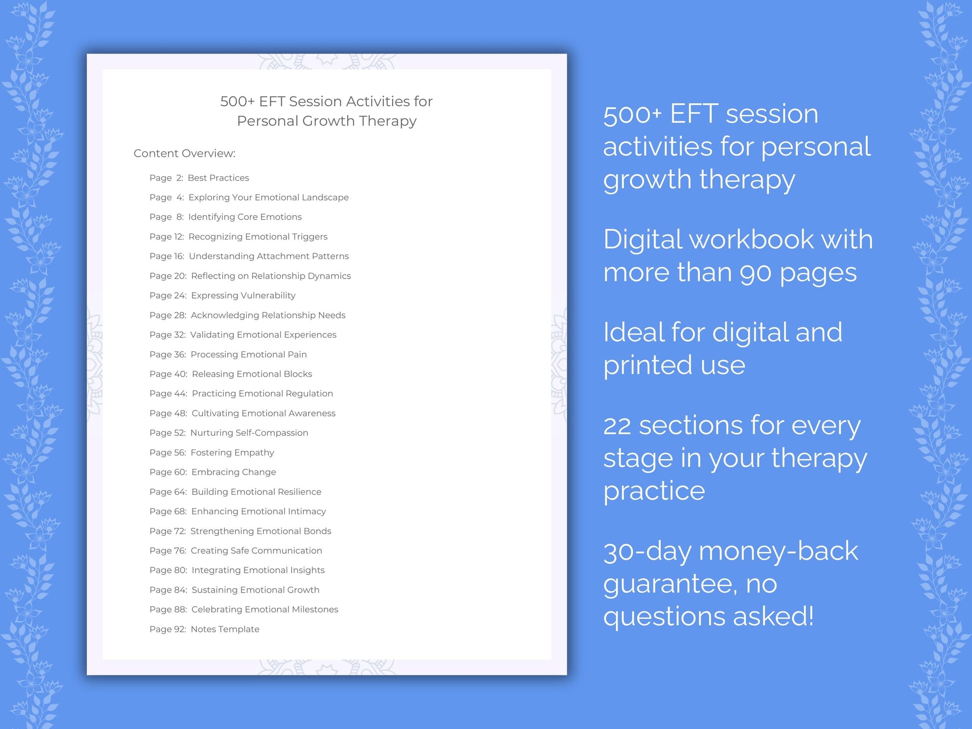 Personal Growth Emotionally Focused Therapy (EFT) Therapist Worksheets