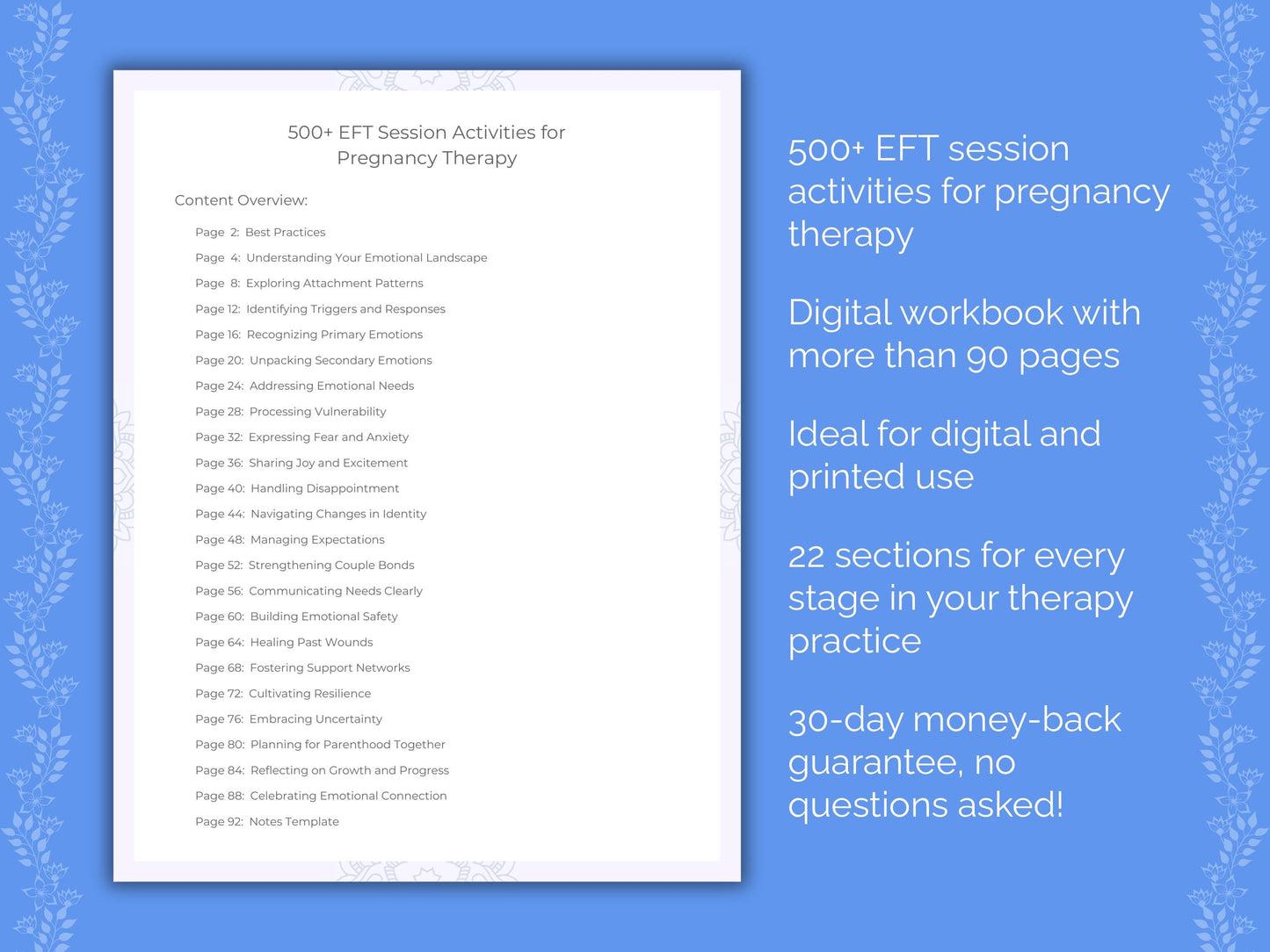 Pregnancy Emotionally Focused Therapy (EFT) Therapist Worksheets
