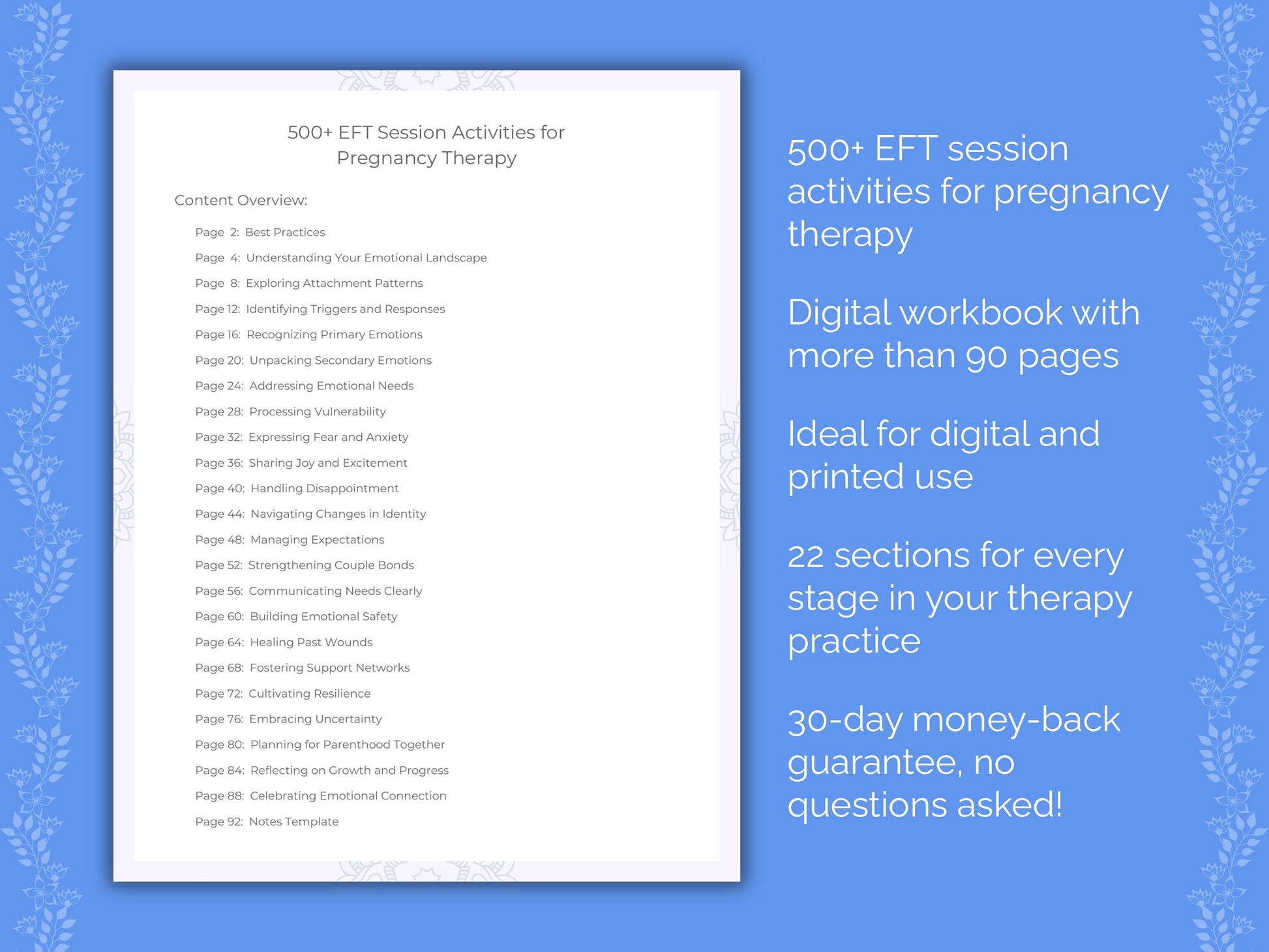 Pregnancy Emotionally Focused Therapy (EFT) Therapist Worksheets