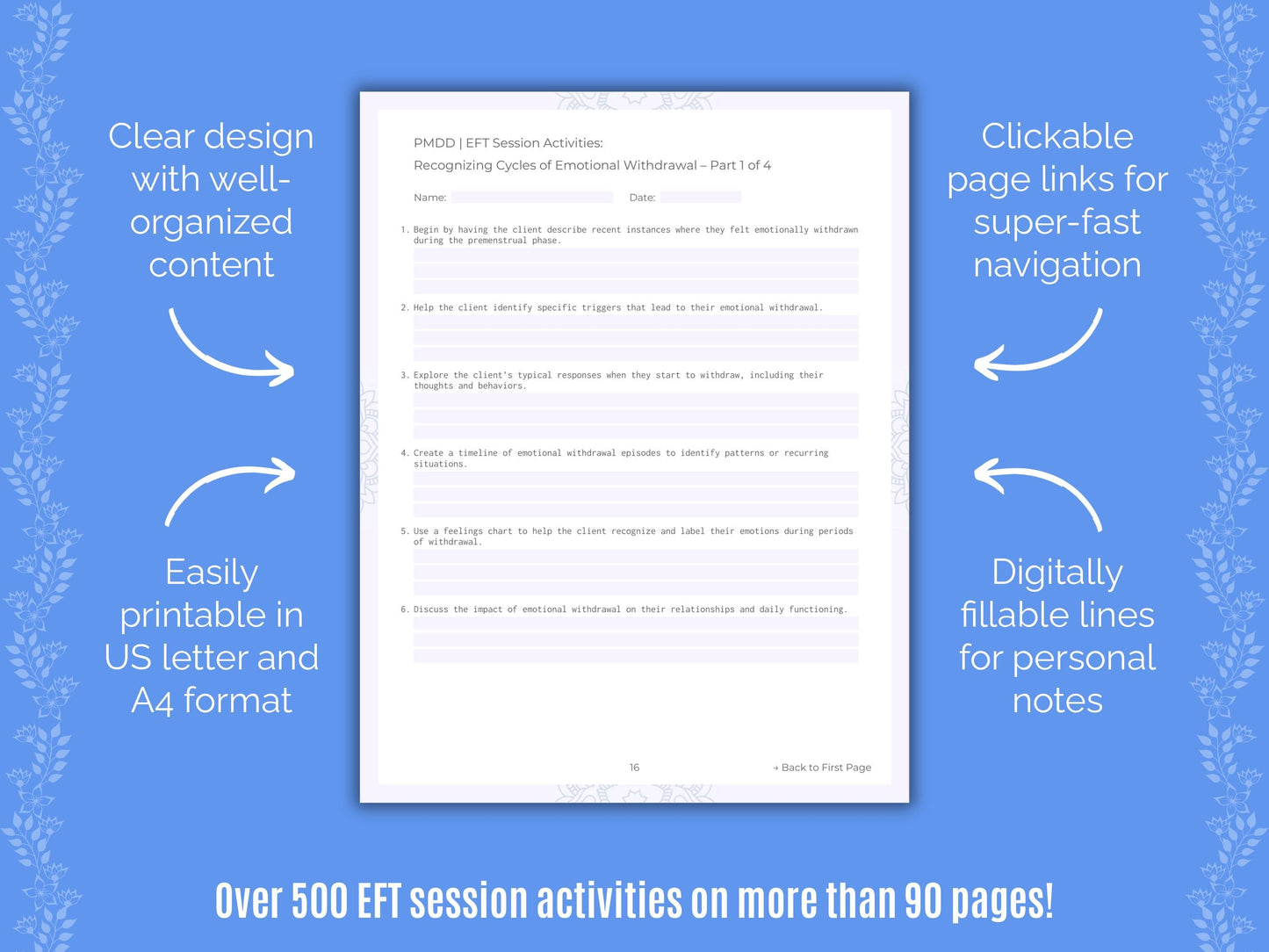 Premenstrual Dysphoric Disorder Emotionally Focused Therapy (EFT) Counseling Templates