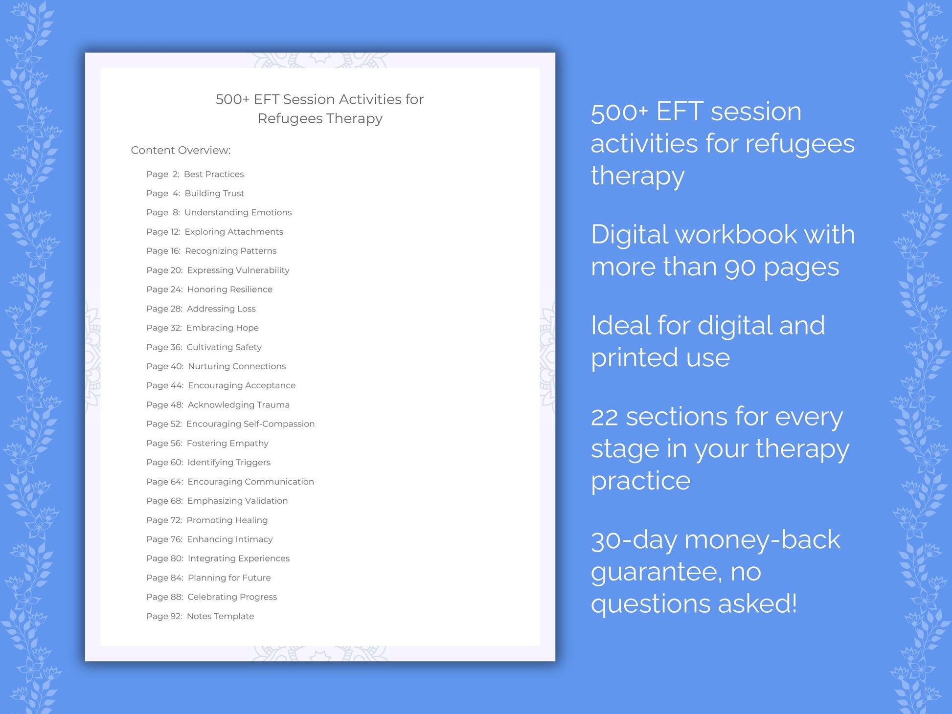 Refugees Emotionally Focused Therapy (EFT) Therapist Worksheets