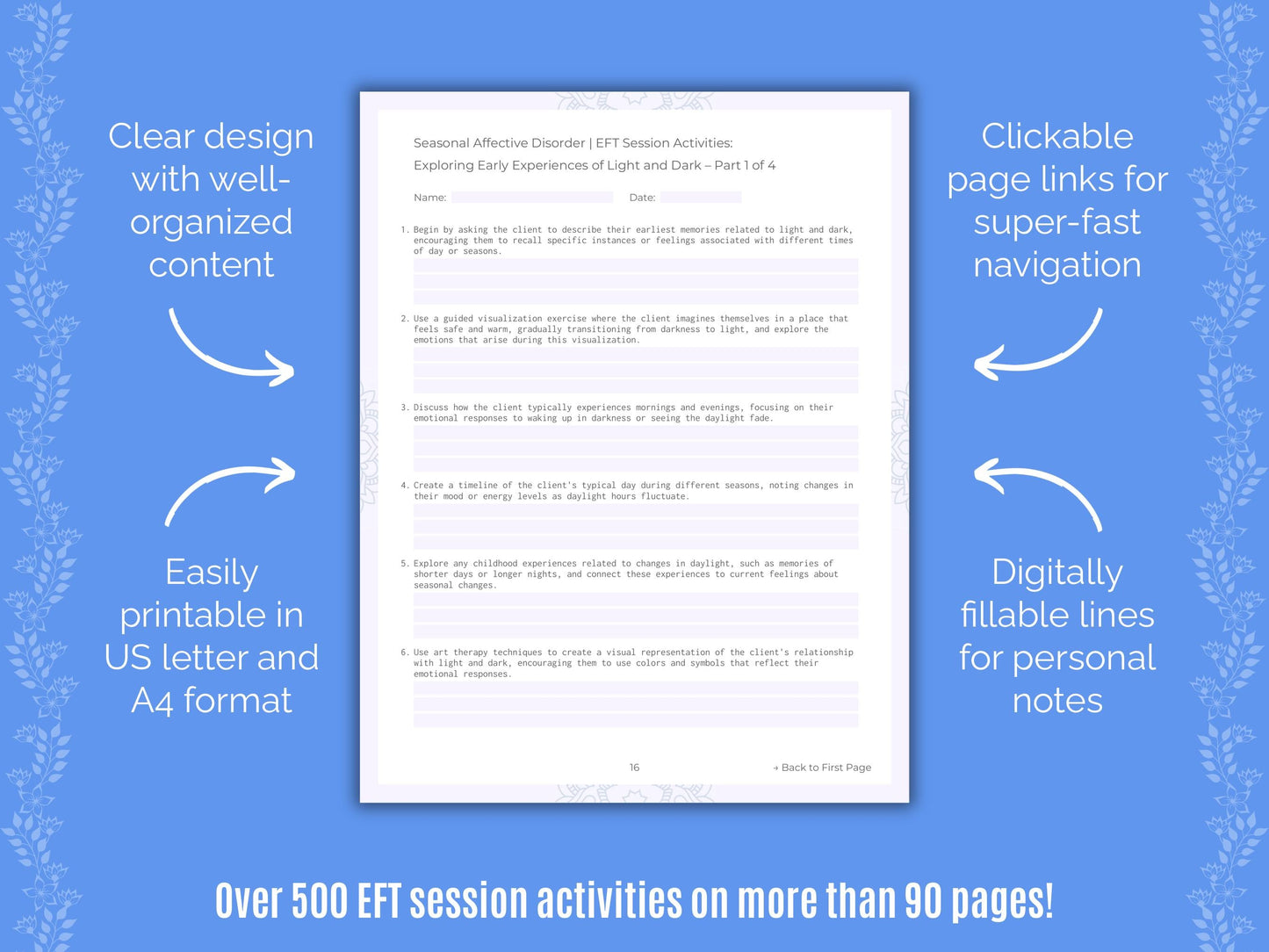 Seasonal Affective Disorder Emotionally Focused Therapy (EFT) Counseling Templates