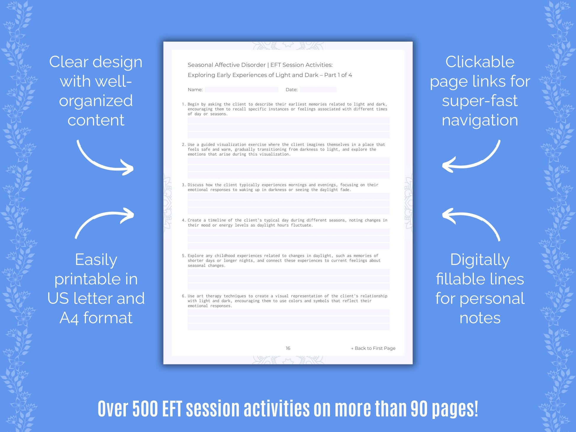 Seasonal Affective Disorder Emotionally Focused Therapy (EFT) Counseling Templates