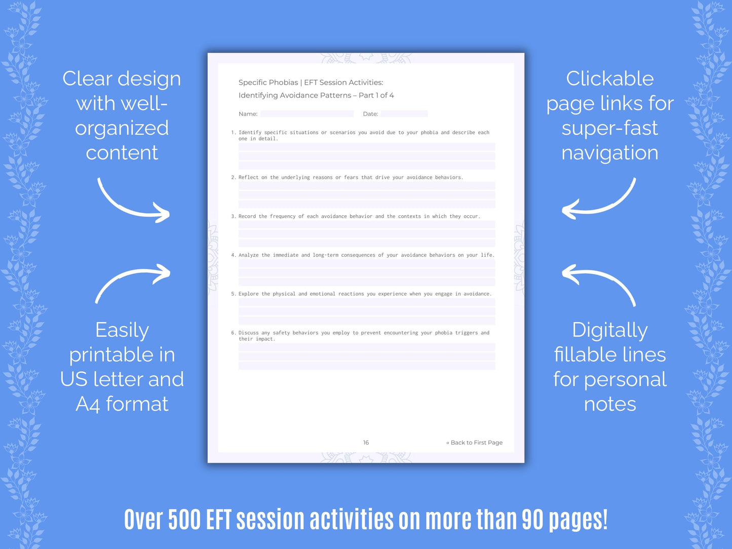 Specific Phobias Emotionally Focused Therapy (EFT) Counseling Templates