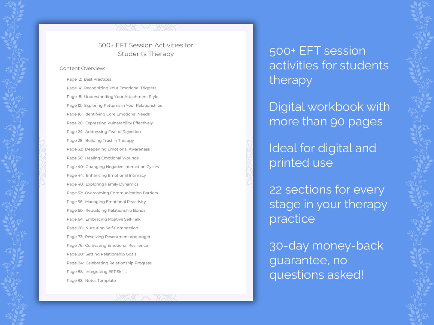 Students Emotionally Focused Therapy (EFT) Therapist Worksheets