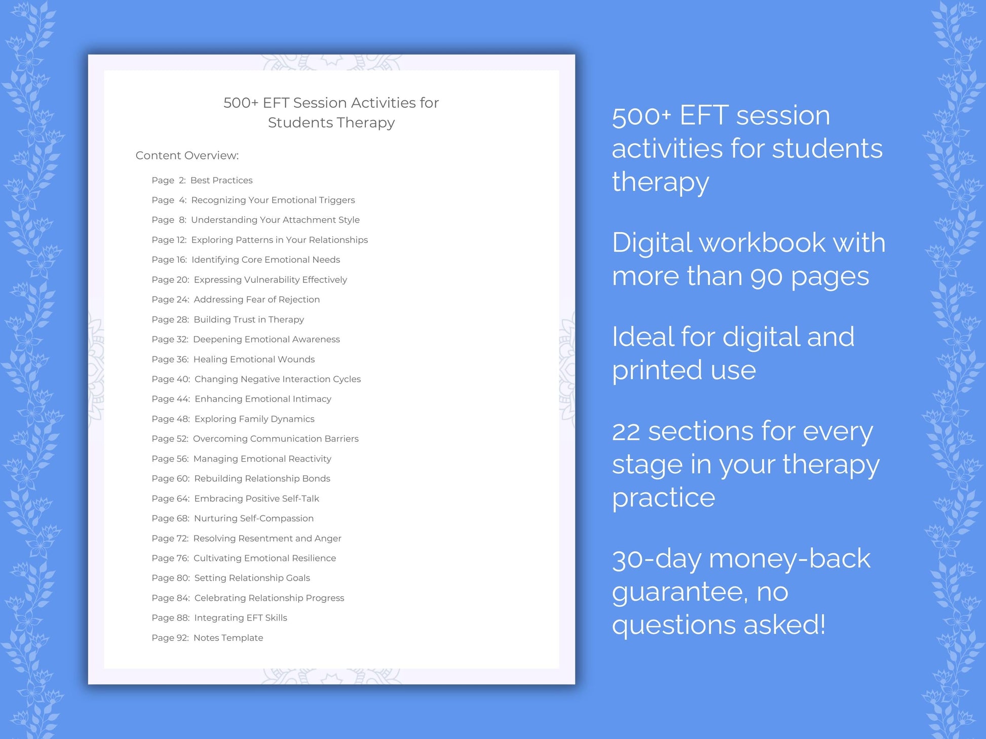 Students Emotionally Focused Therapy (EFT) Therapist Worksheets