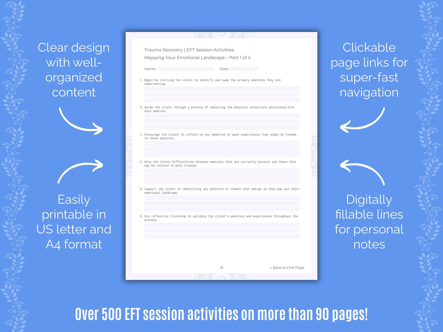 Trauma Recovery Emotionally Focused Therapy (EFT) Counseling Templates