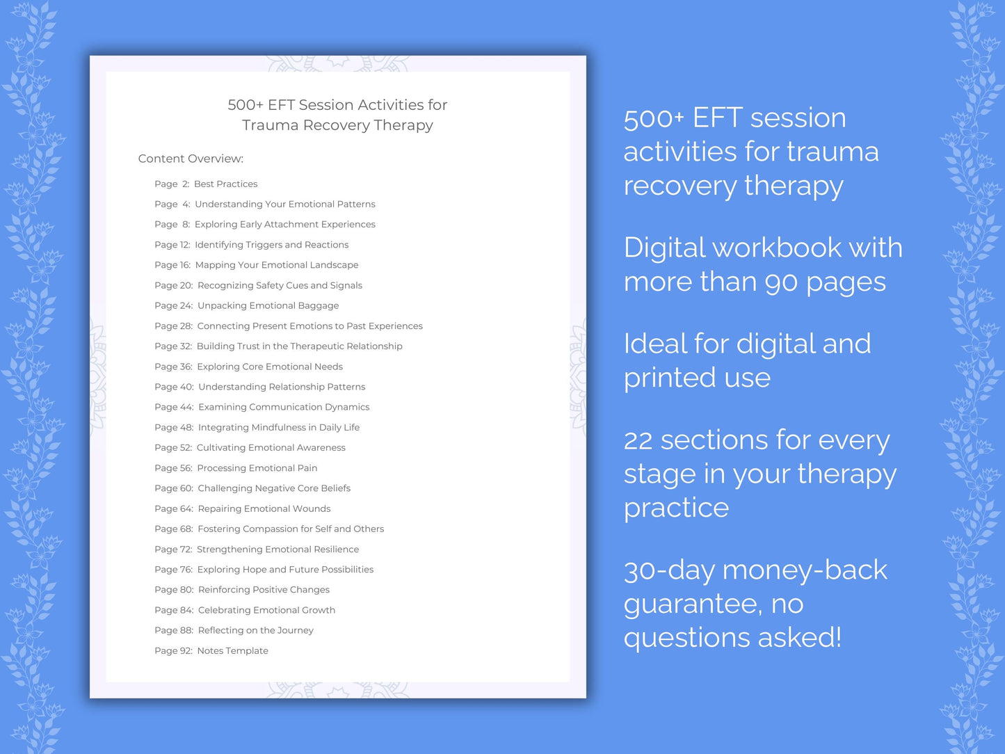 Trauma Recovery Emotionally Focused Therapy (EFT) Therapist Worksheets