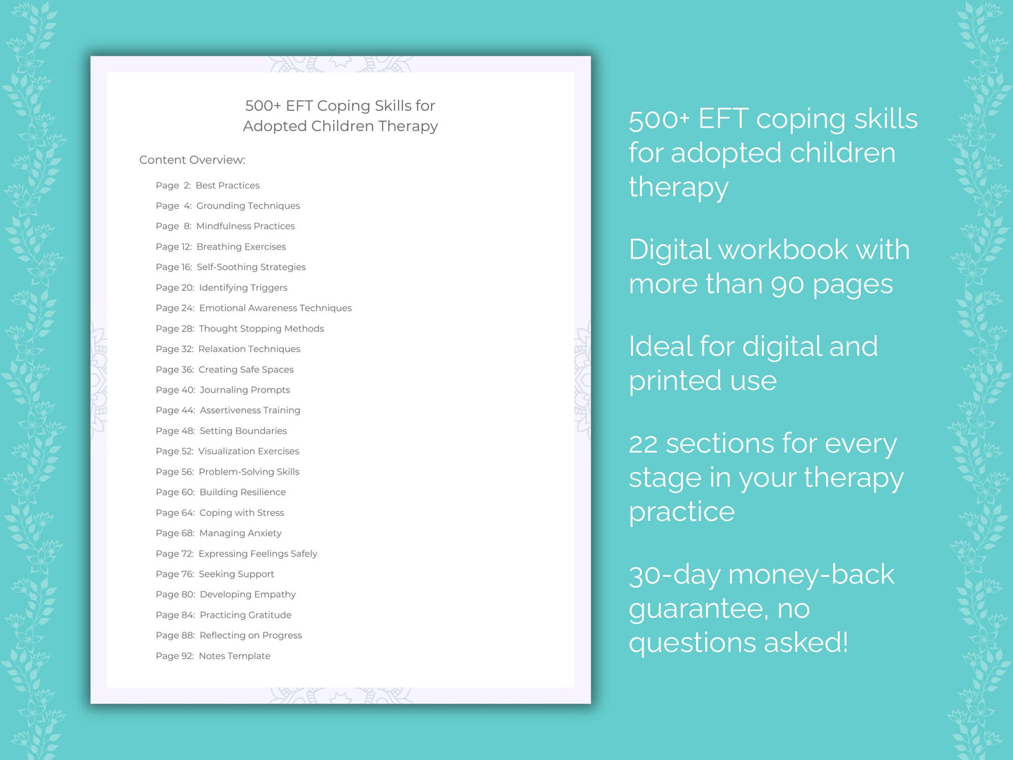 Adopted Children Emotionally Focused Therapy (EFT) Therapist Worksheets