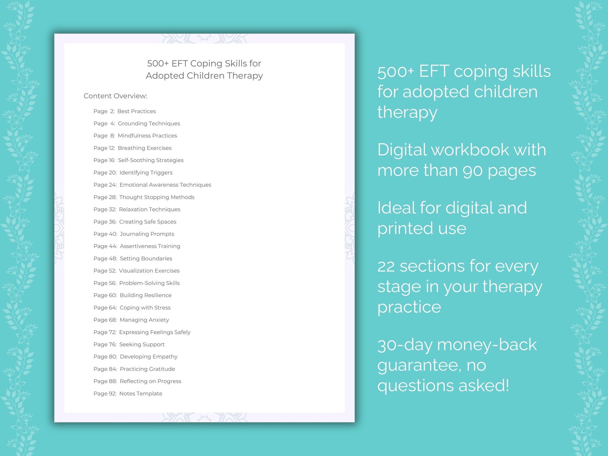 Adopted Children Emotionally Focused Therapy (EFT) Therapist Worksheets