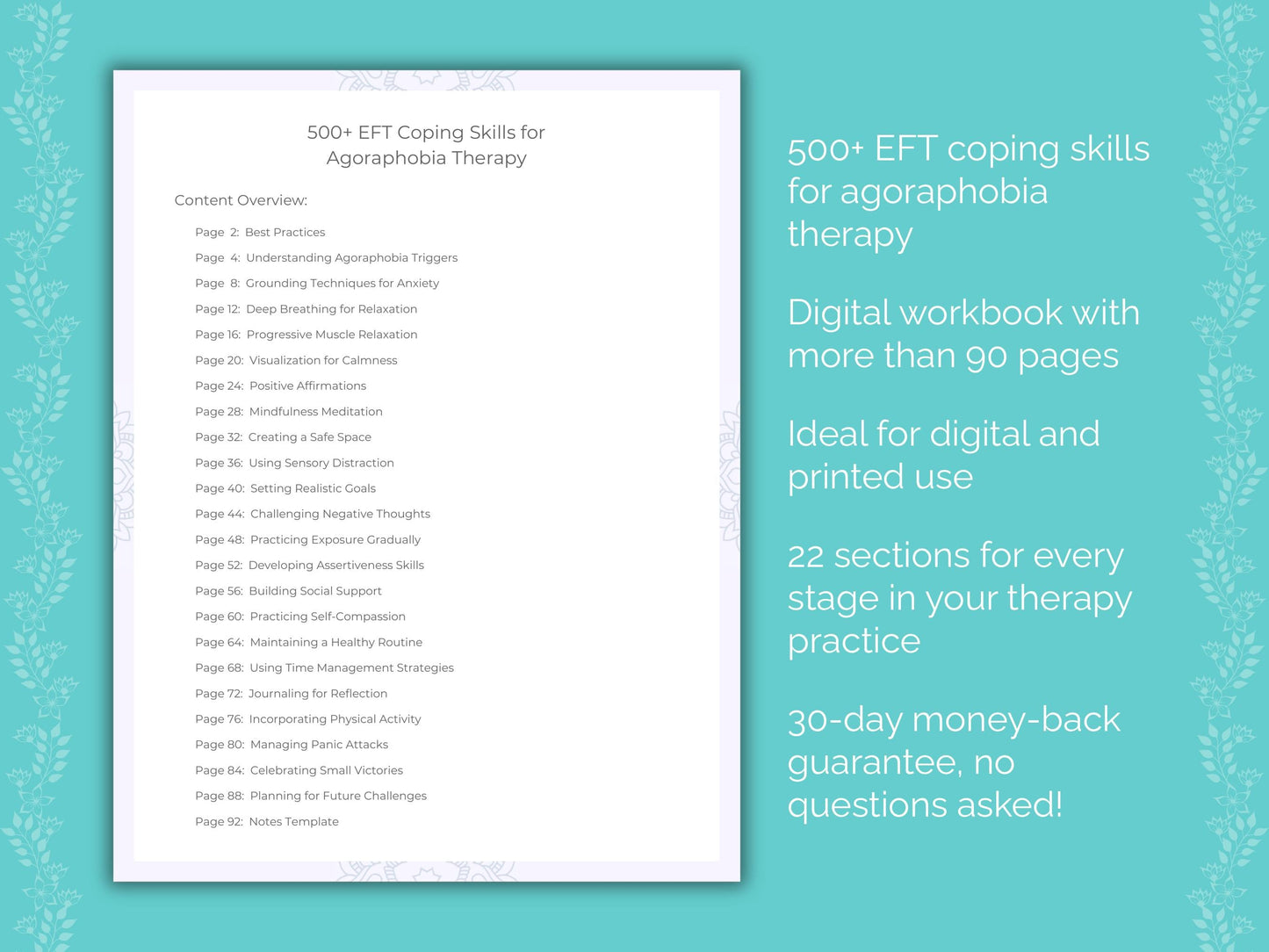 Agoraphobia Emotionally Focused Therapy (EFT) Therapist Worksheets