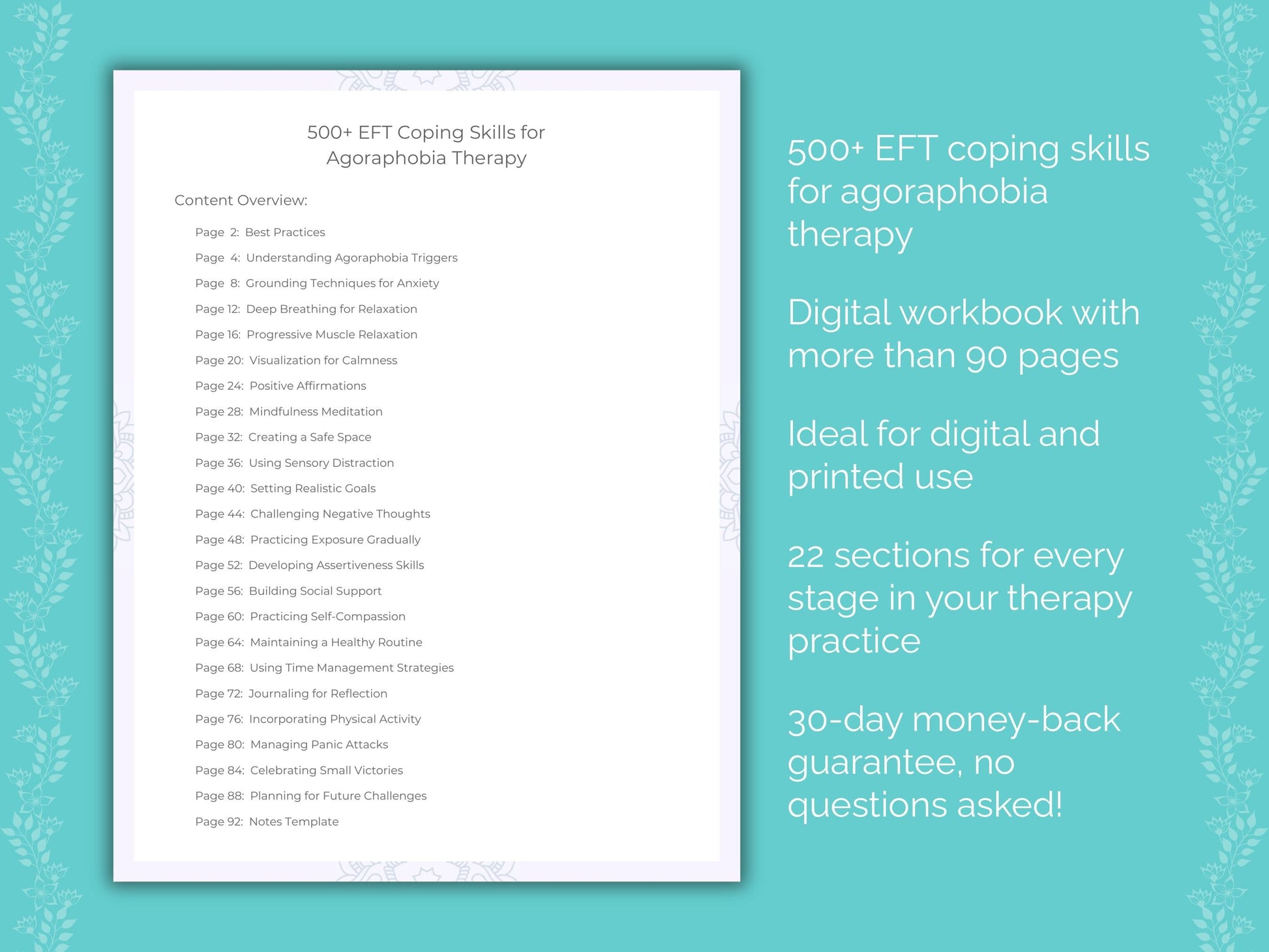 Agoraphobia Emotionally Focused Therapy (EFT) Therapist Worksheets