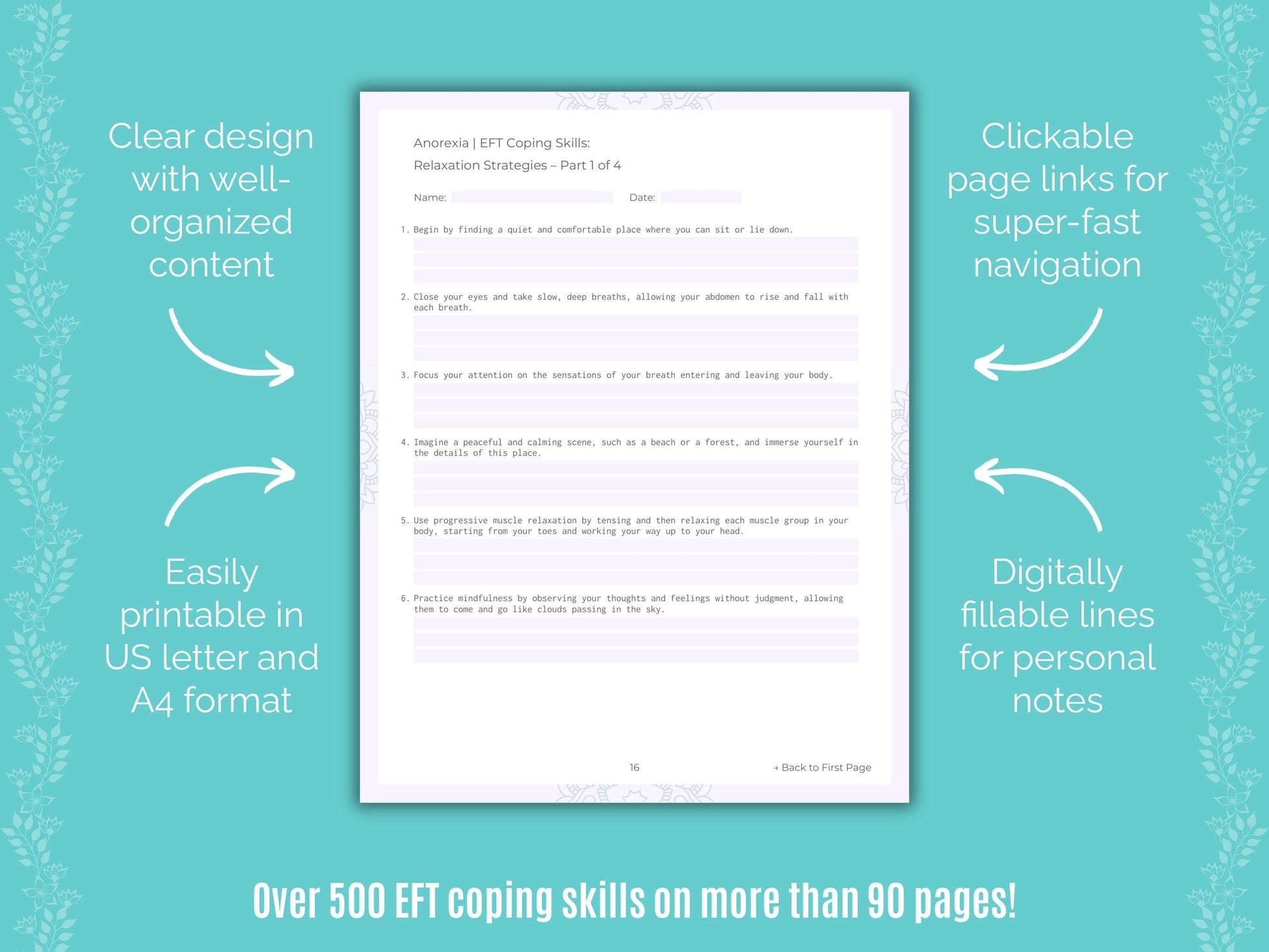 Anorexia Emotionally Focused Therapy (EFT) Counseling Templates