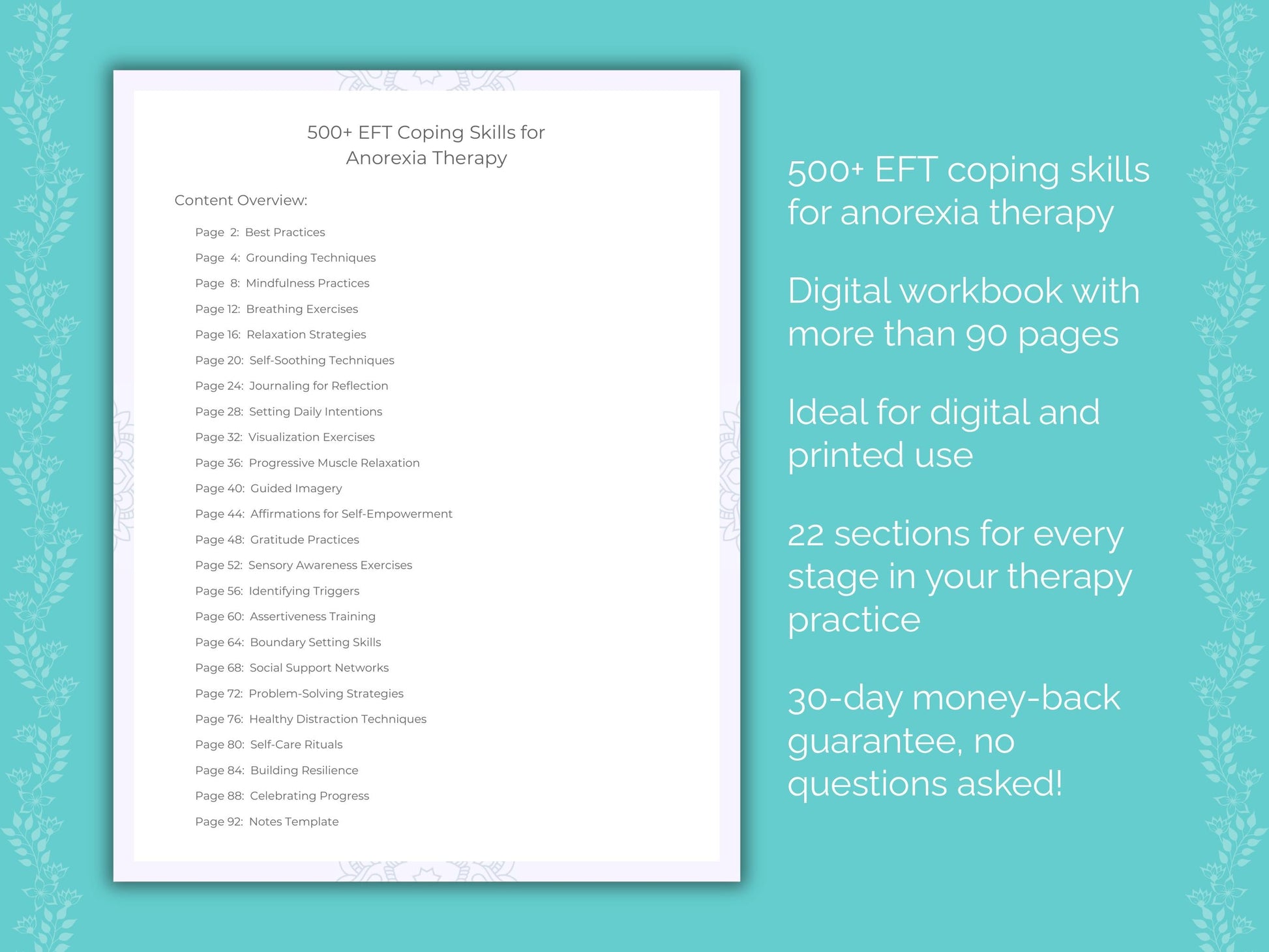 Anorexia Emotionally Focused Therapy (EFT) Therapist Worksheets