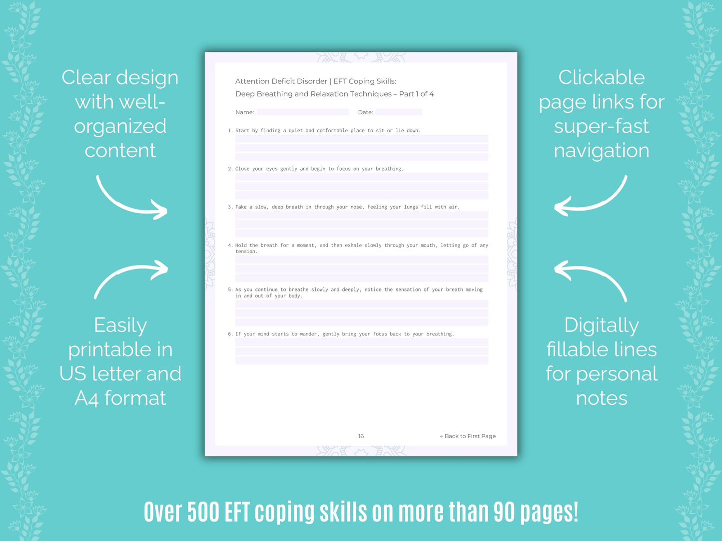 Attention Deficit Disorder (ADD) Emotionally Focused Therapy (EFT) Counseling Templates