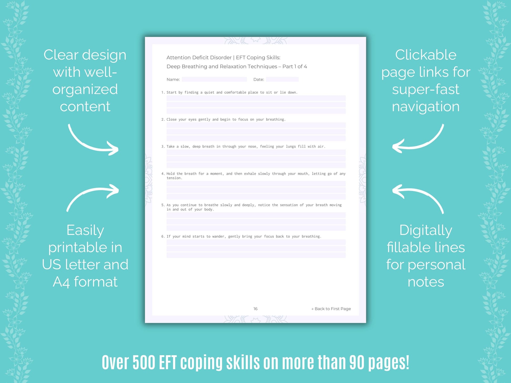 Attention Deficit Disorder (ADD) Emotionally Focused Therapy (EFT) Counseling Templates