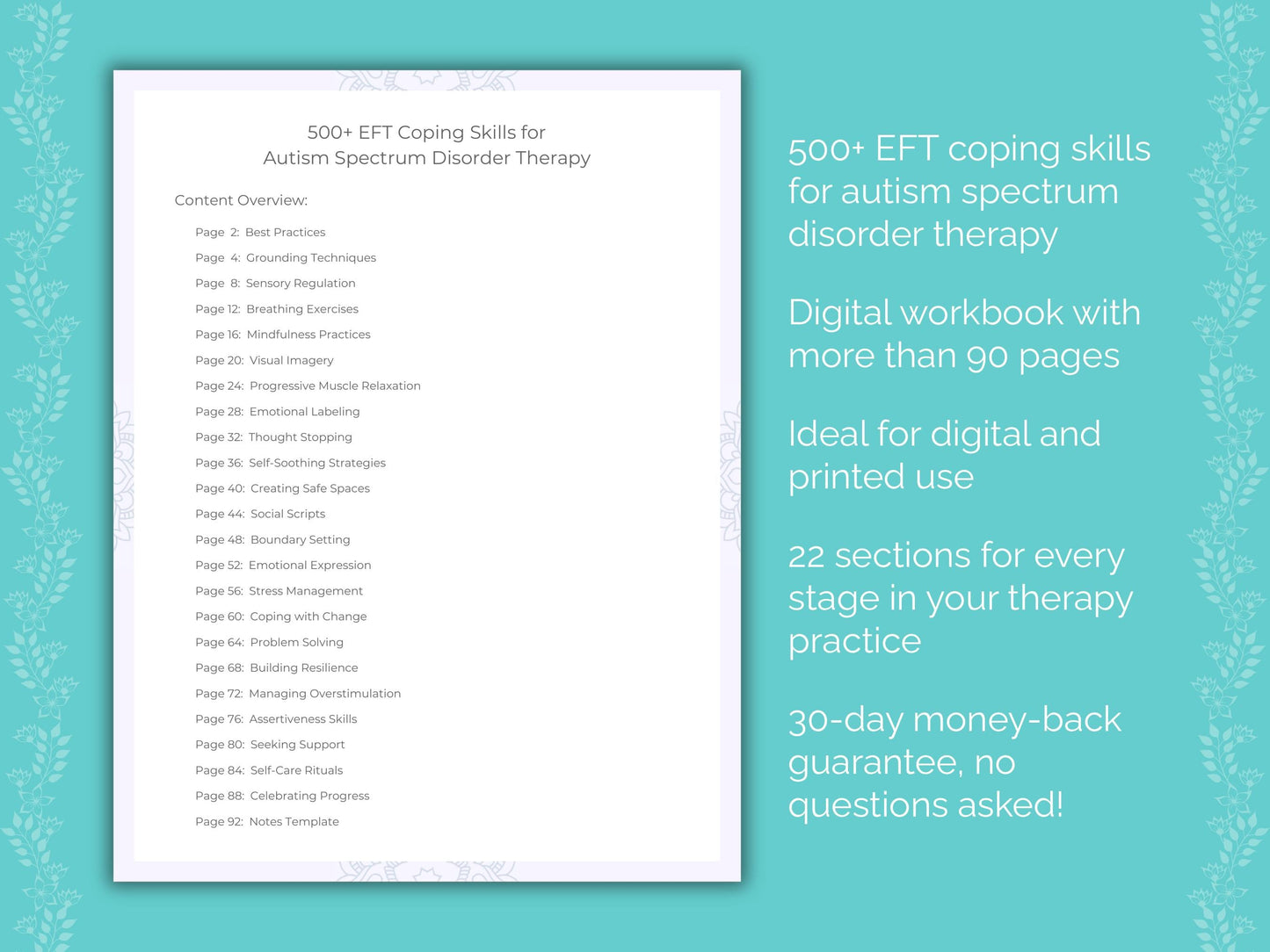 Autism Spectrum Disorder Emotionally Focused Therapy (EFT) Therapist Worksheets